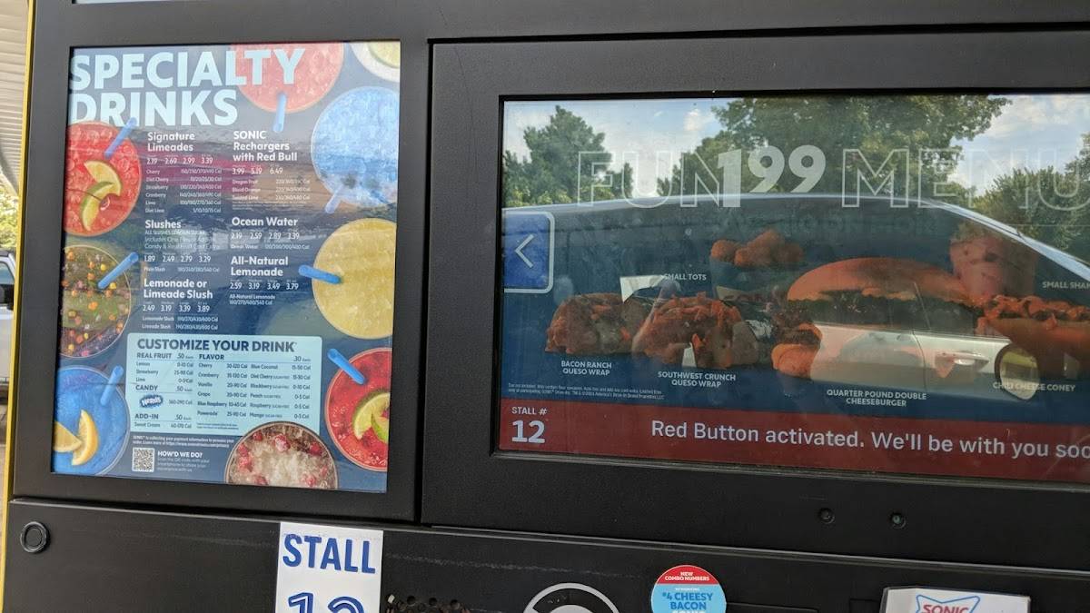 Sonic Drive-In меню