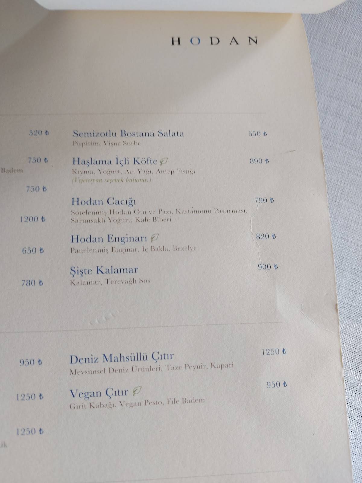 HODAN меню