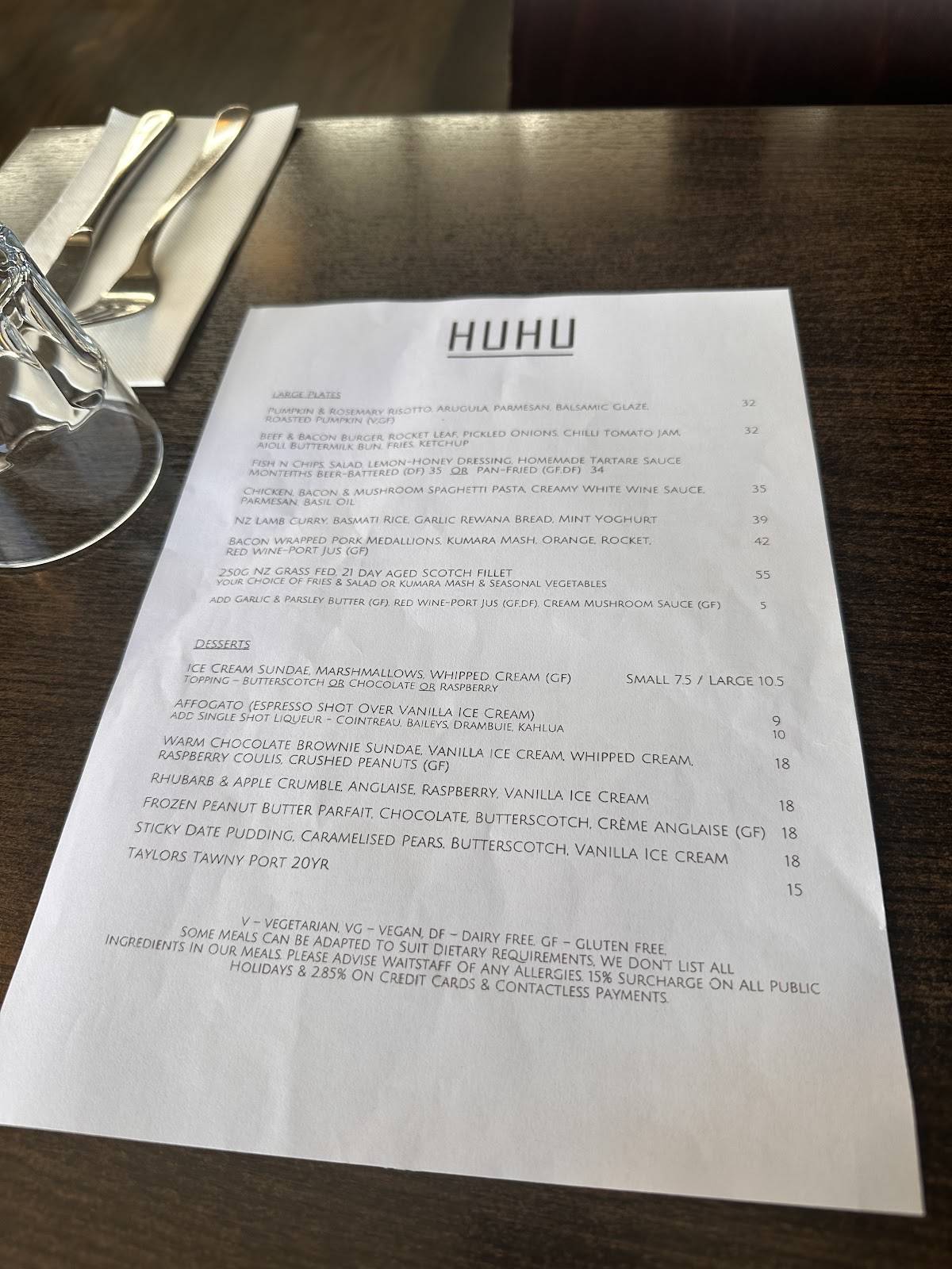 HUHU Cafe меню