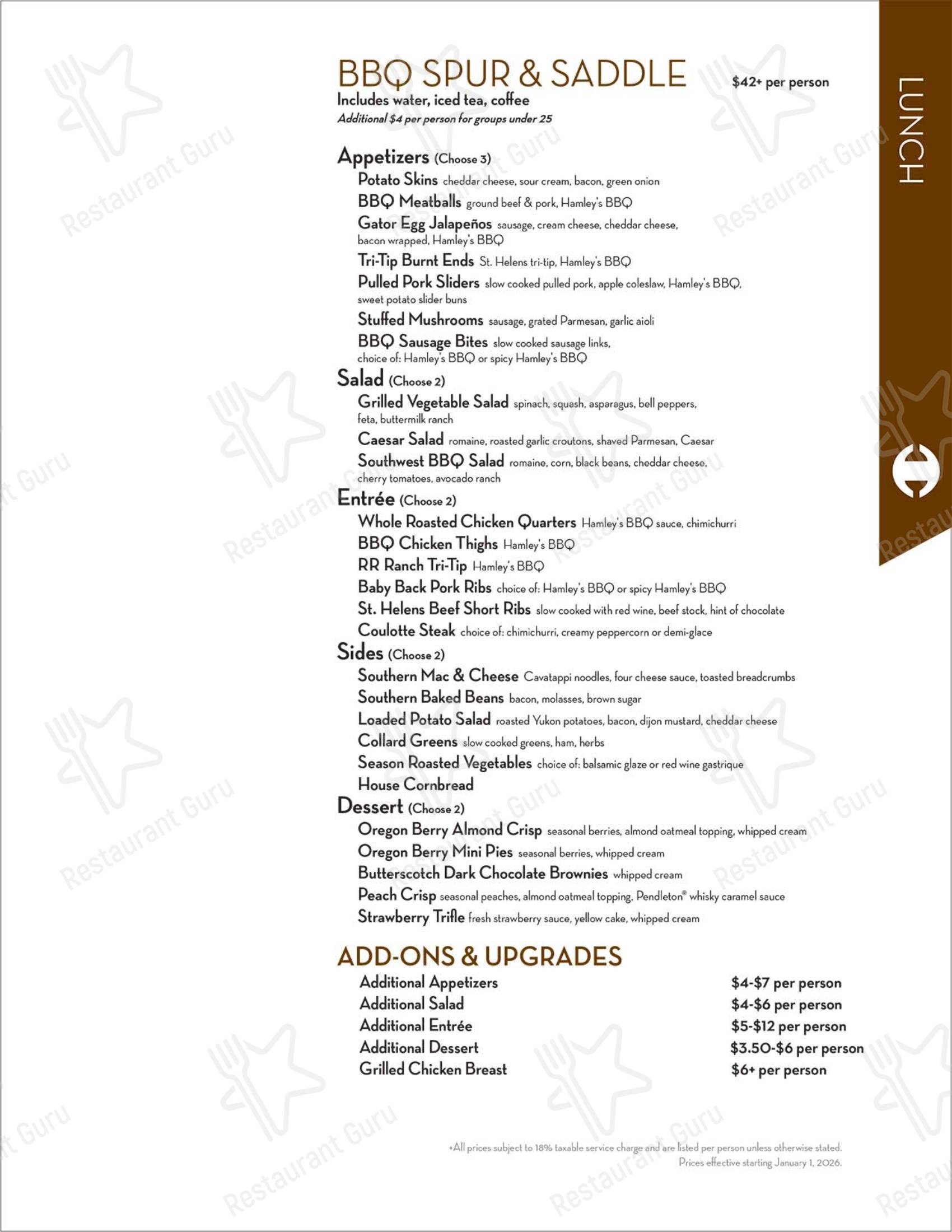 Group Booking Menu стейк хауса Hamley Cafe