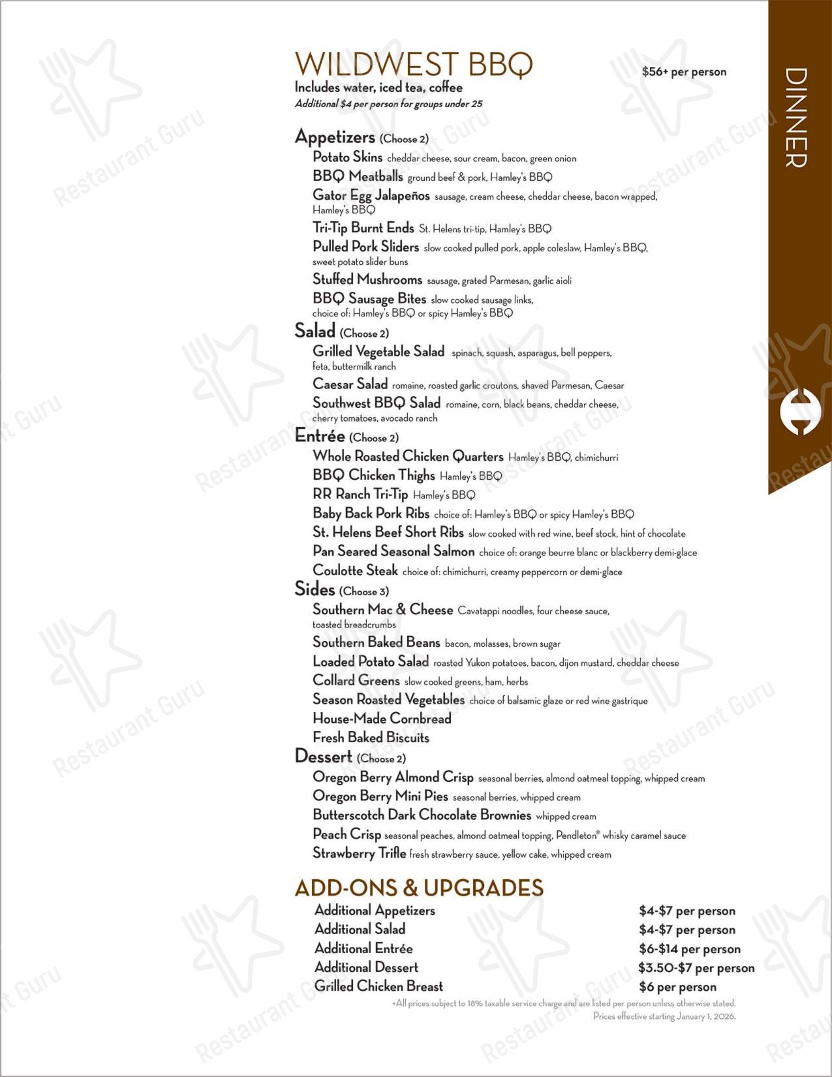 Group Booking Menu стейк хауса Hamley Cafe