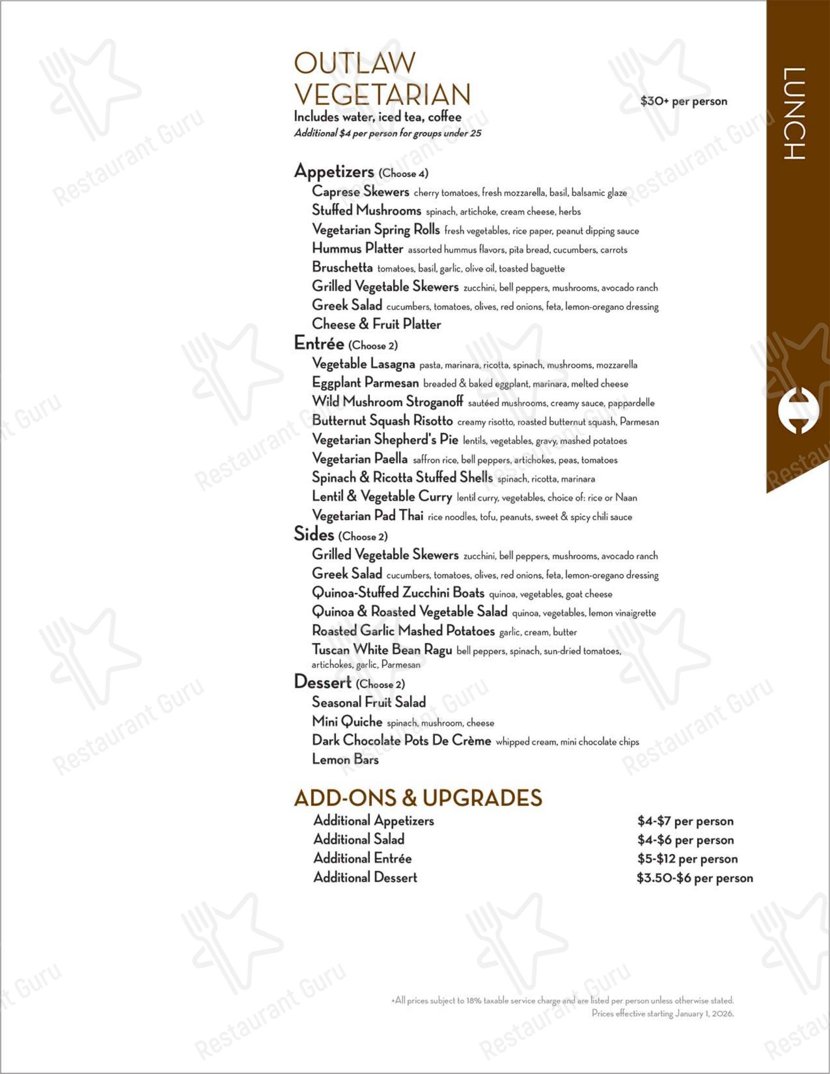 Hamley Cafe в Пендлтоне - Group Booking Menu