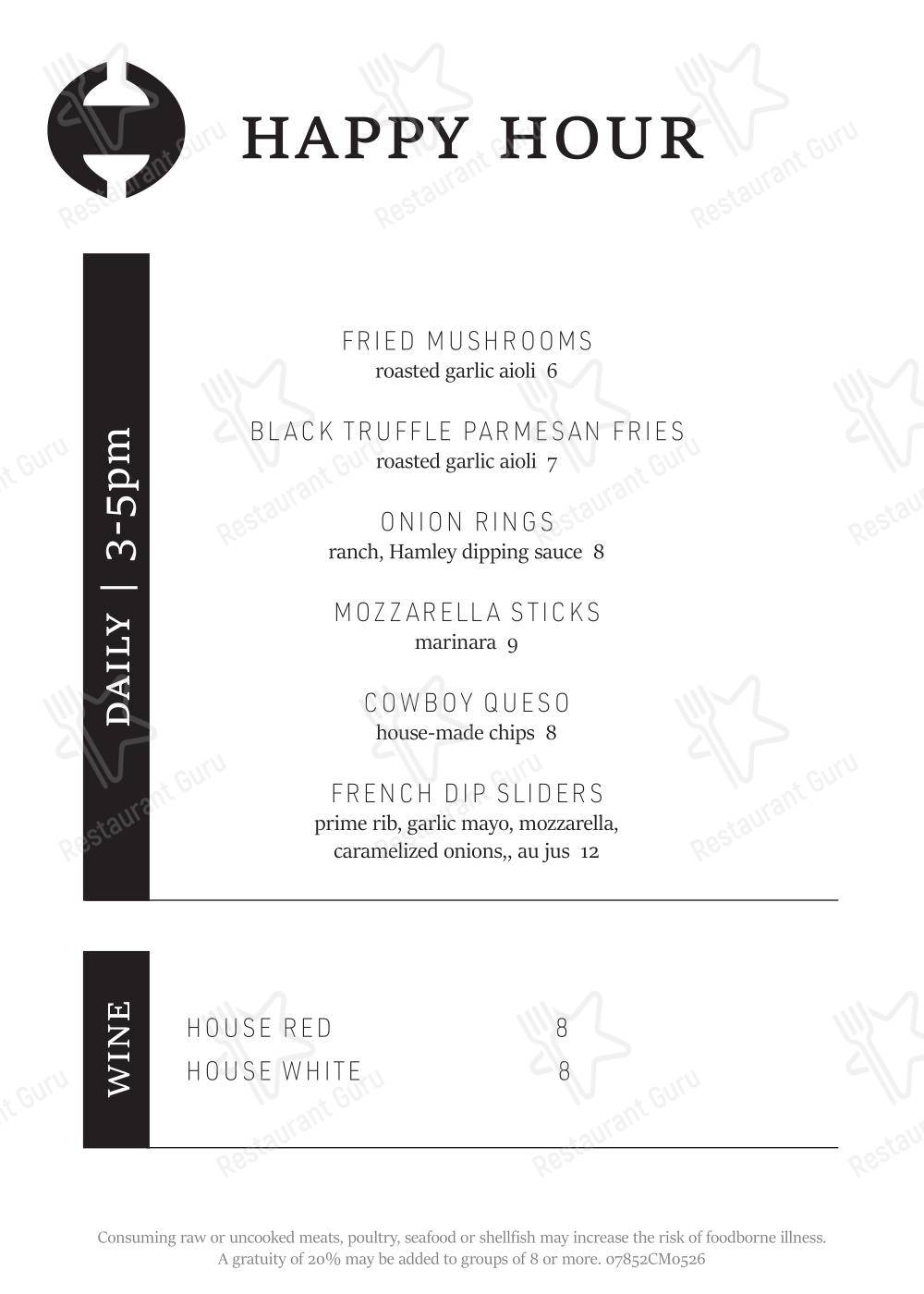Restaurant Menu стейк хауса Hamley Cafe