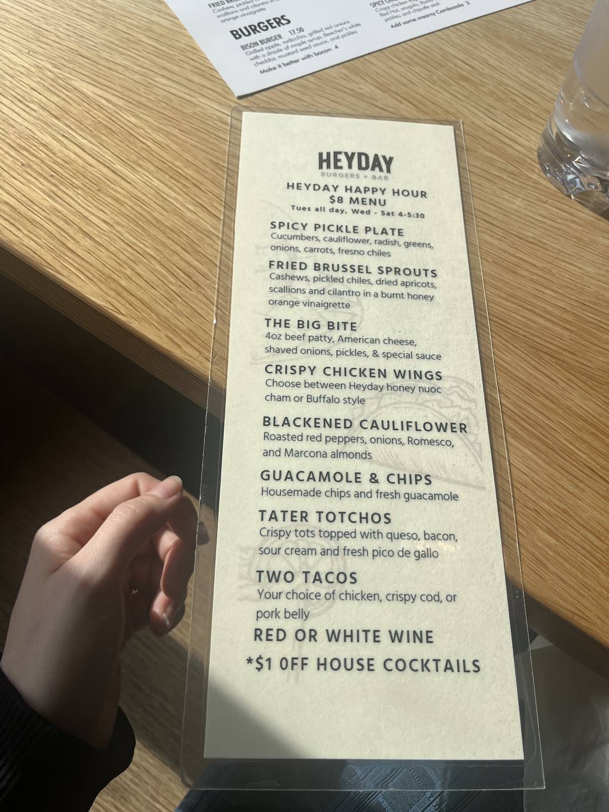 Heyday Bar & Restaurant меню
