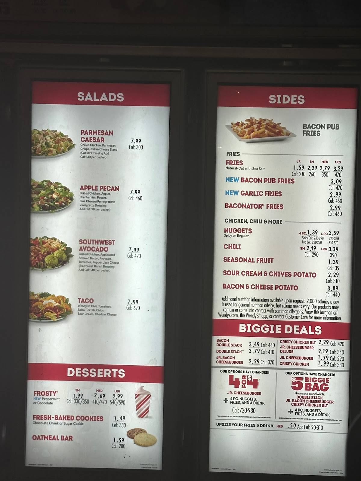 Wendy's меню