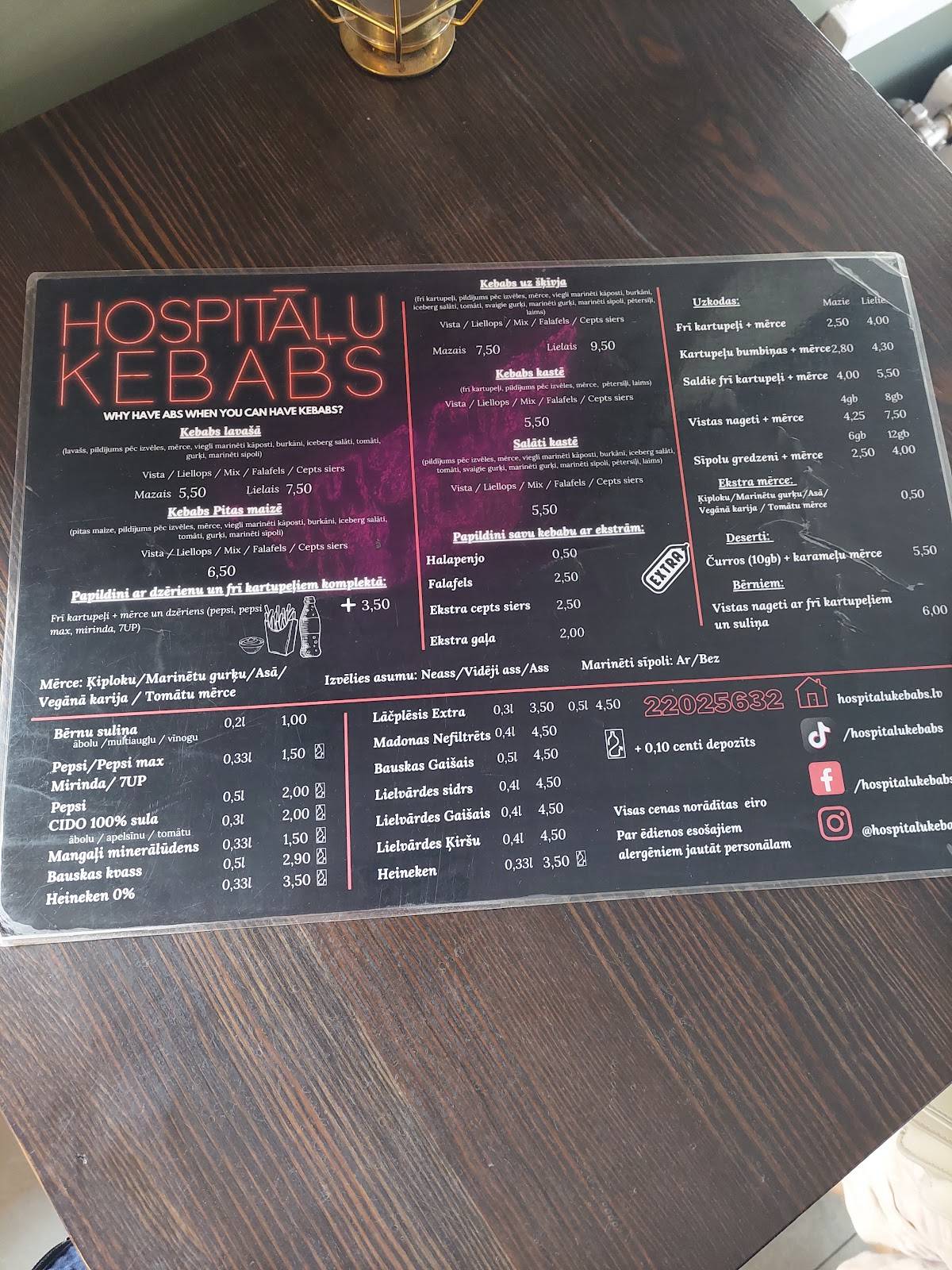 Hospitāļu Kebabs меню