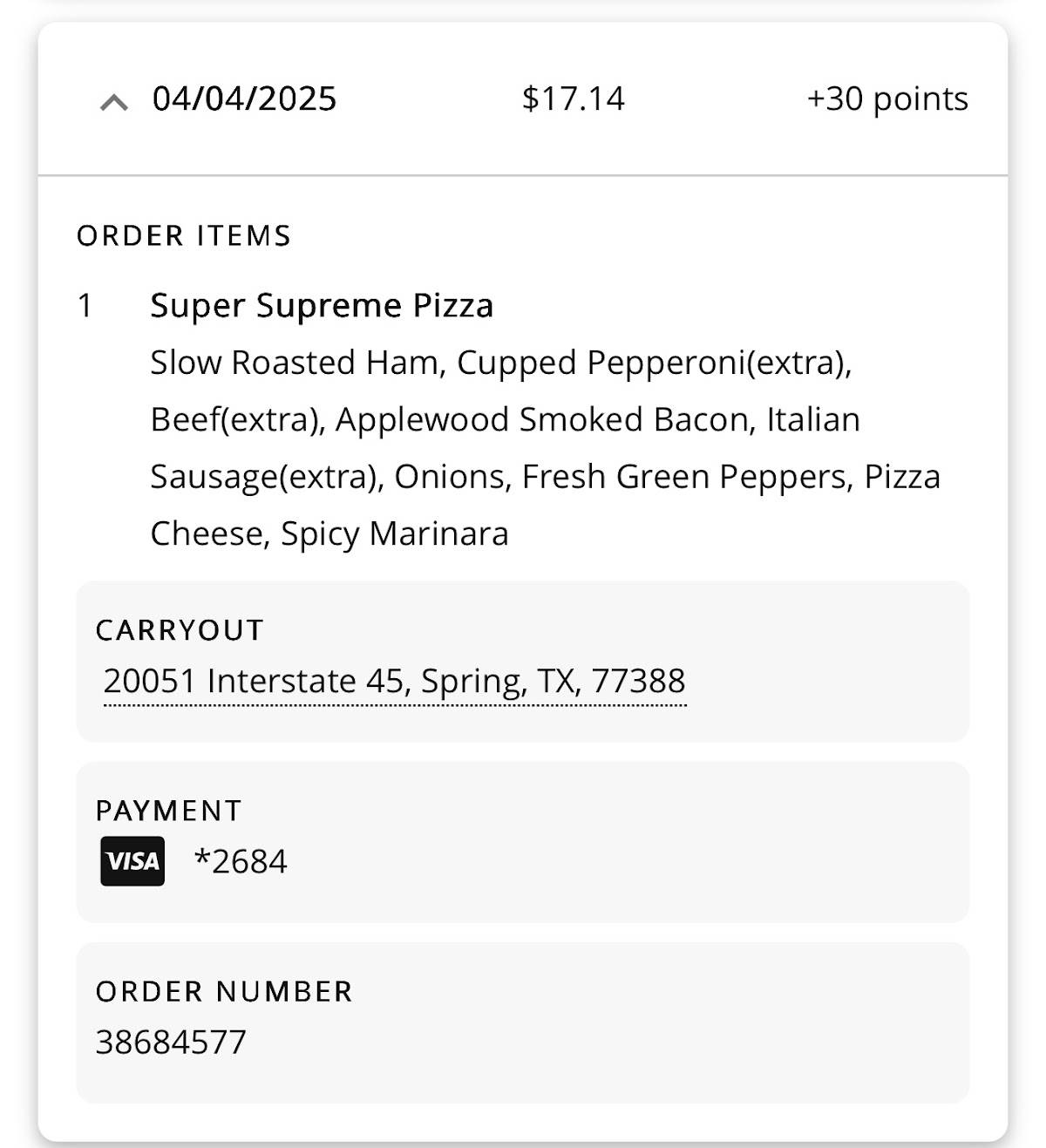 Pizza Hut меню