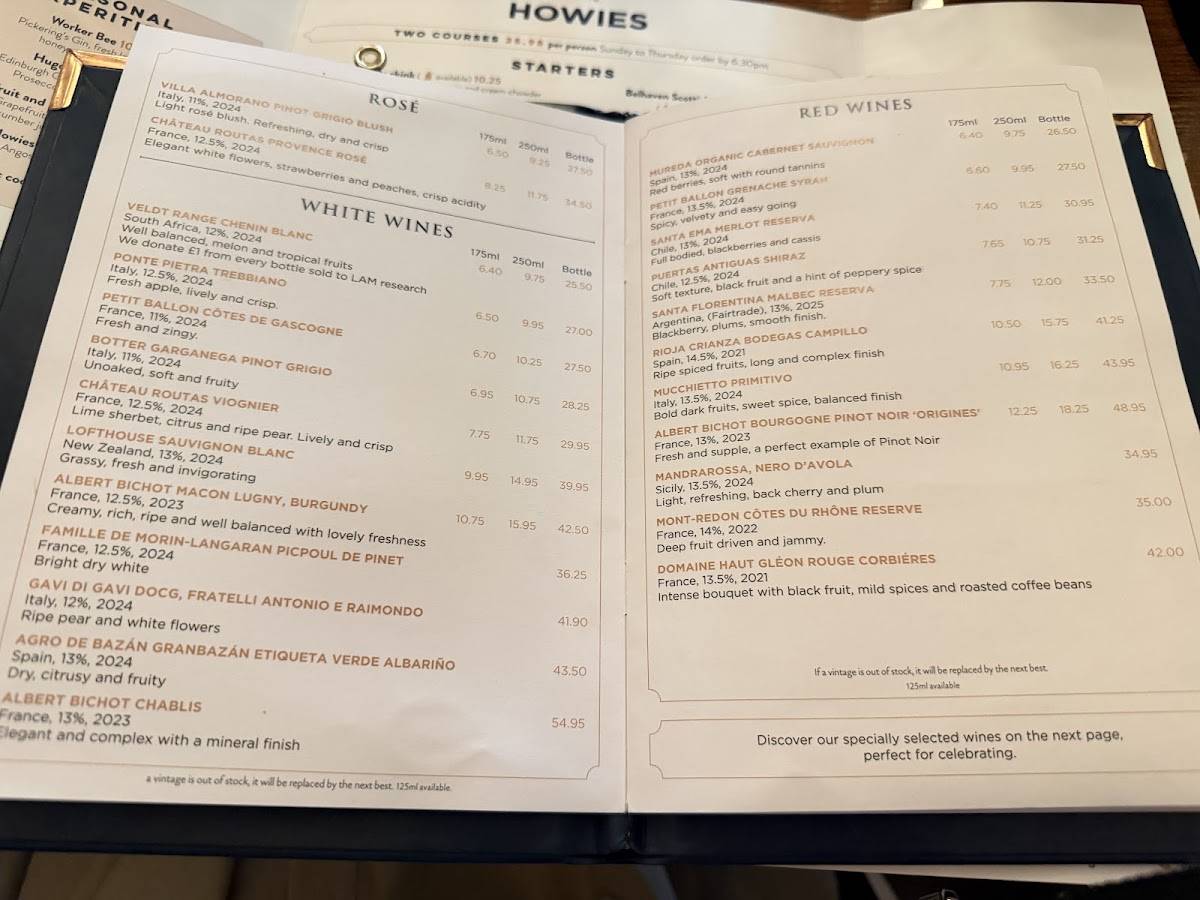 Howies Victoria Street меню