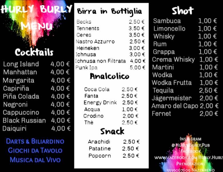 Hurly Burly San Lorenzo меню