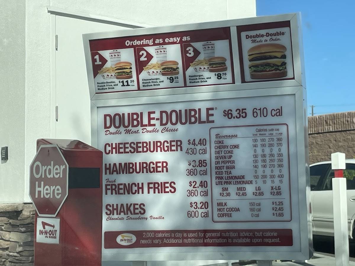 In-N-Out Burger меню