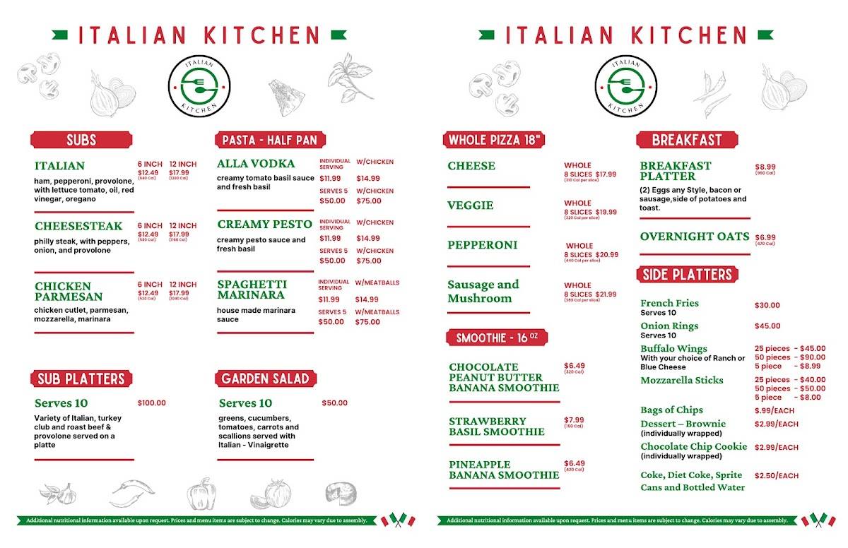 Italian Kitchen меню
