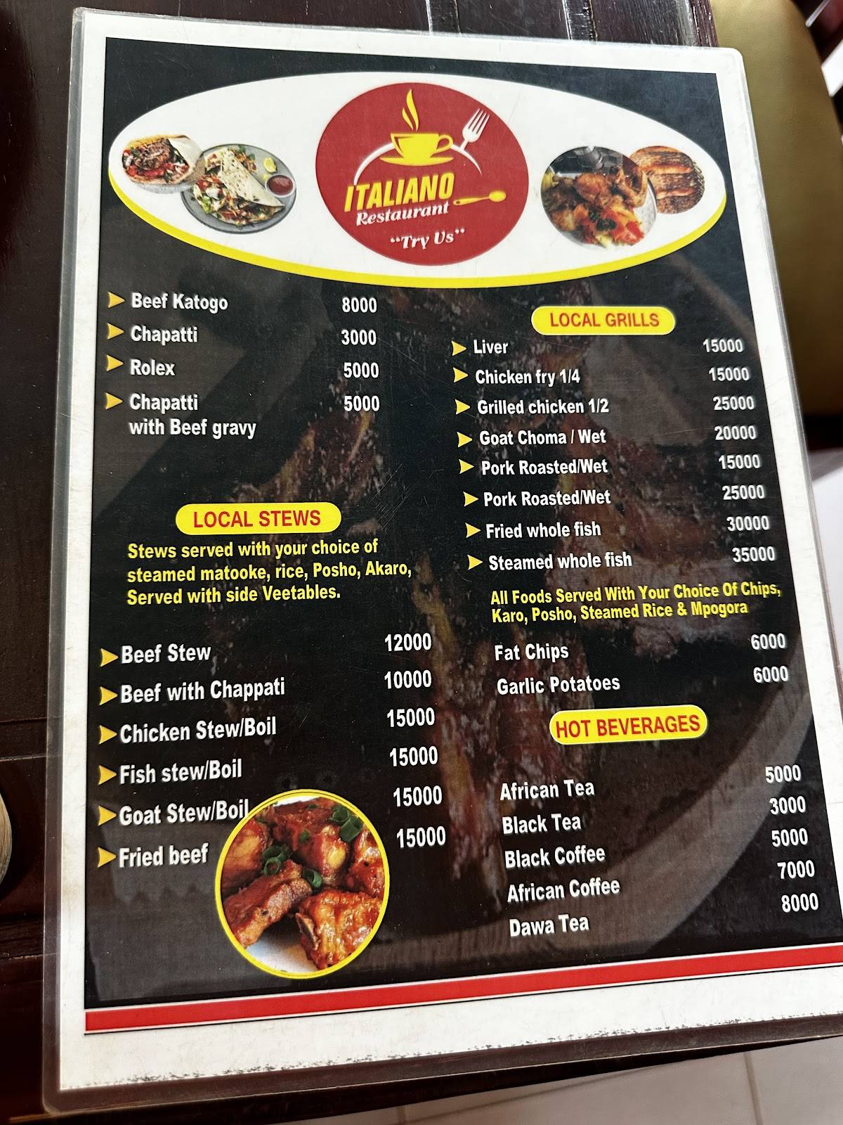 Italiano Ristorante меню