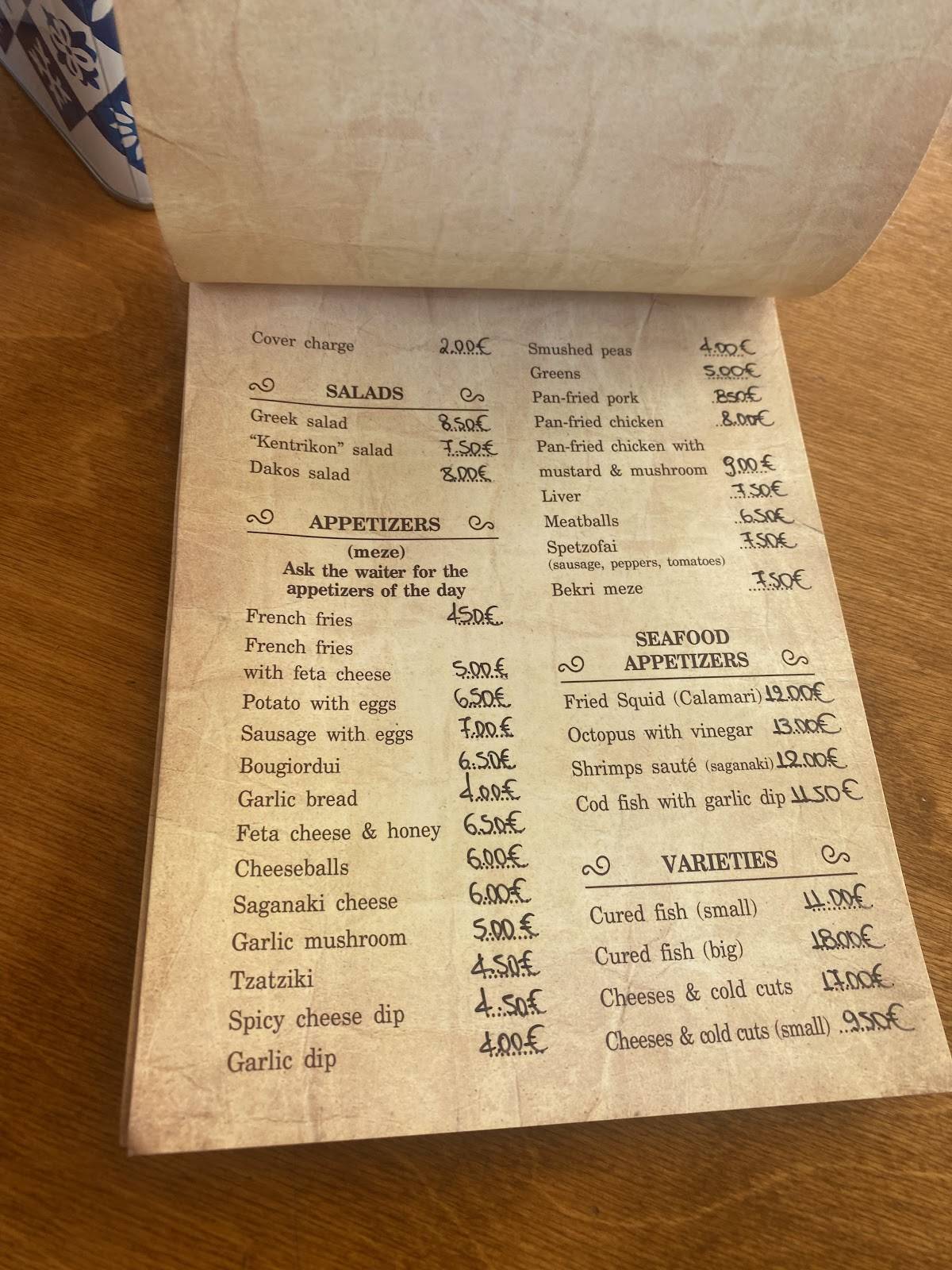 Καφενείο 'Το Κεντρικόν' меню