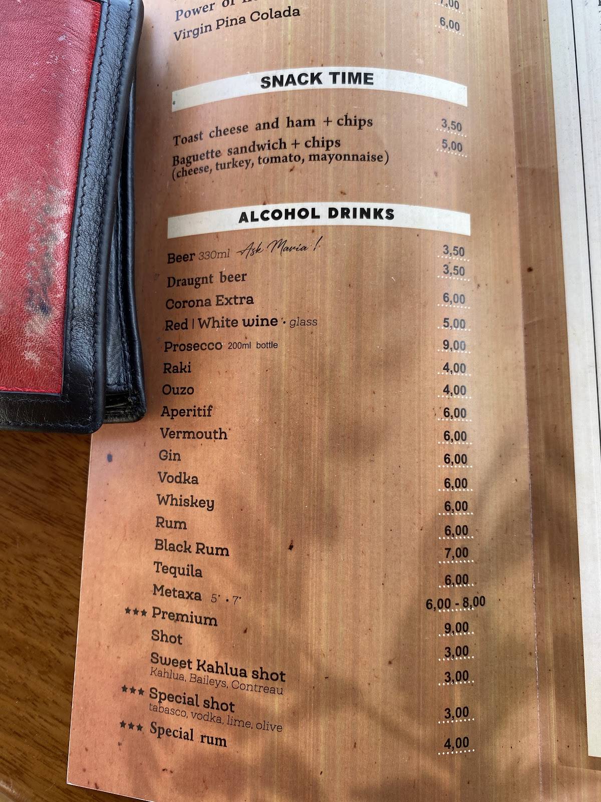 Kahlúa Bar меню