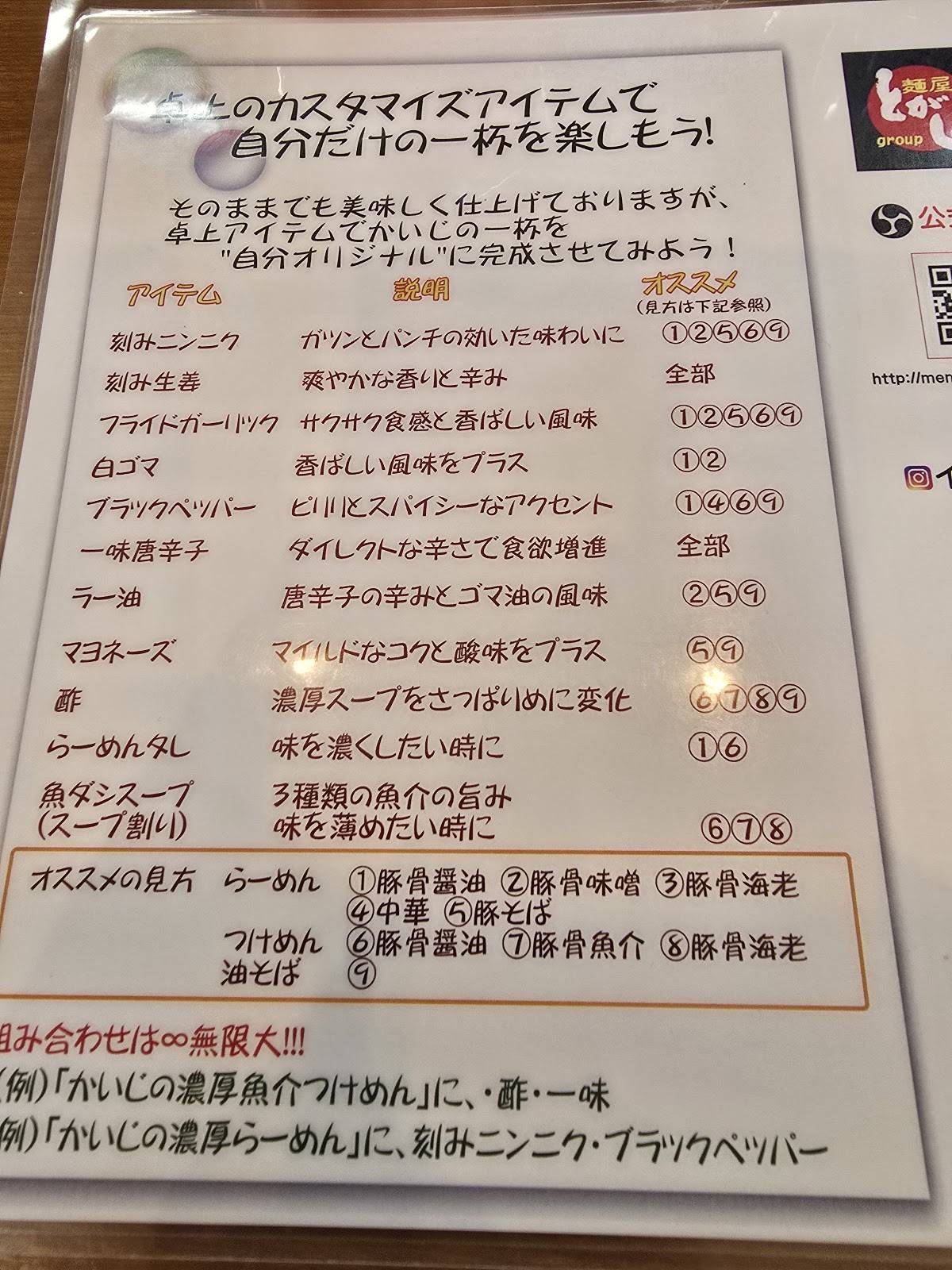 Kaiji Rifu меню
