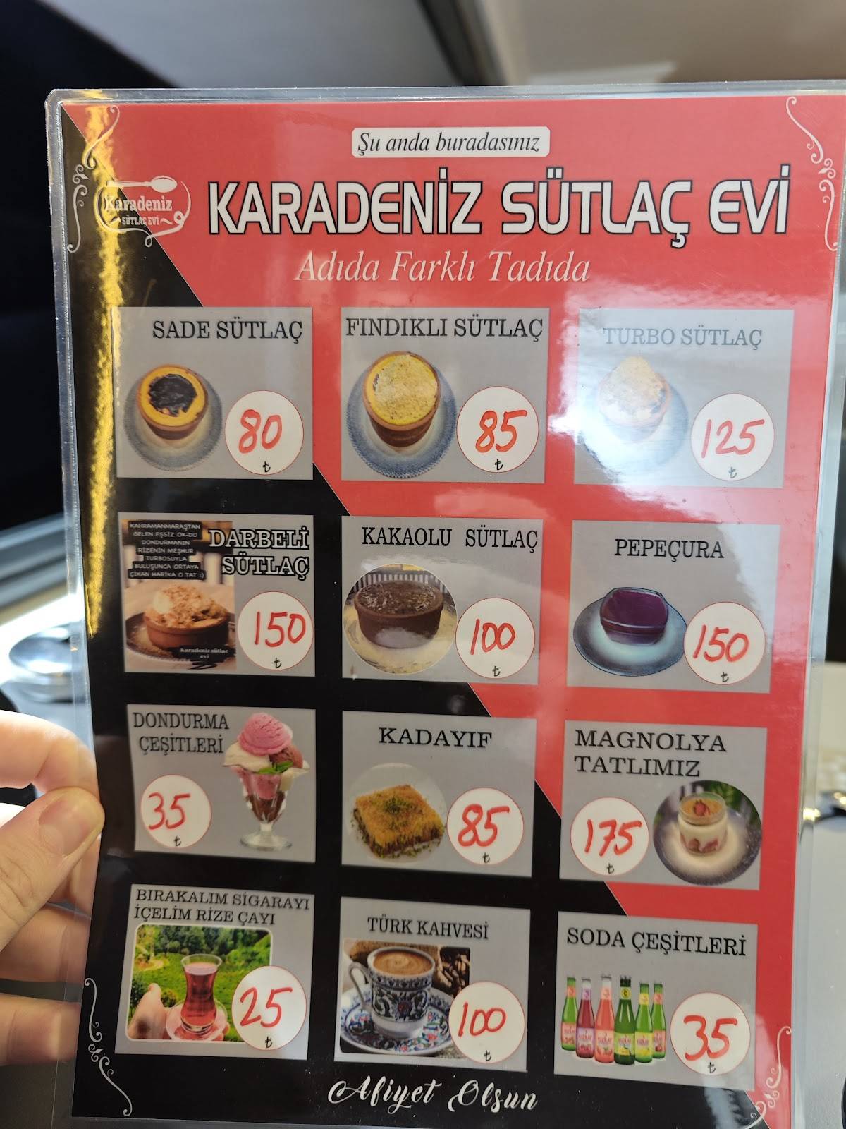 Karadeniz Sütlaç Evi меню