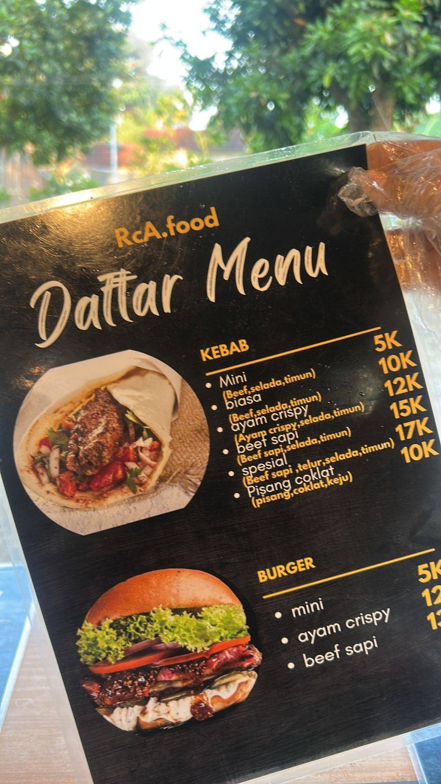 Kedai RcA. Food меню