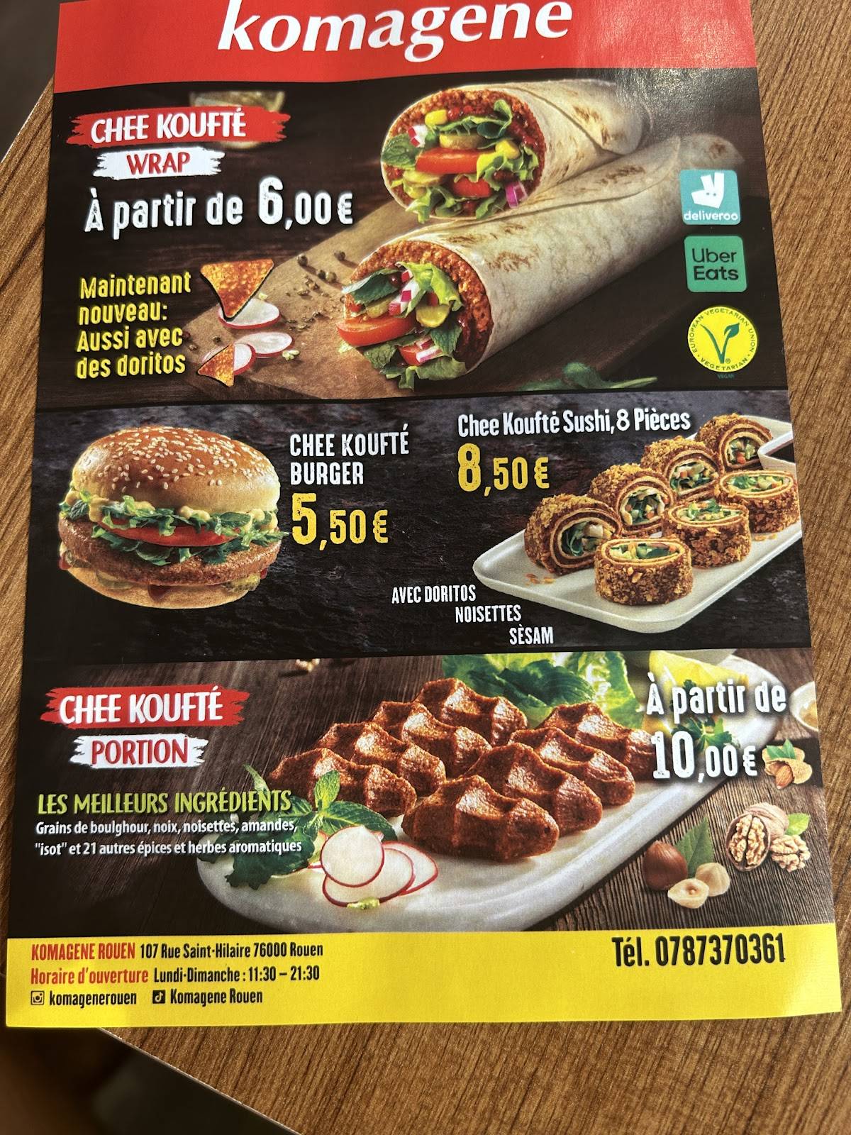 Komagene Rouen меню
