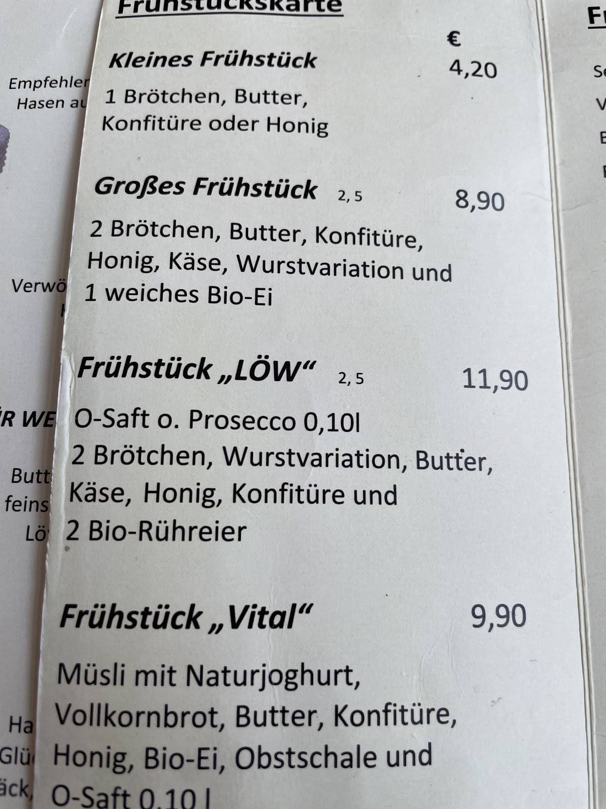 Konditorei Café Löw меню