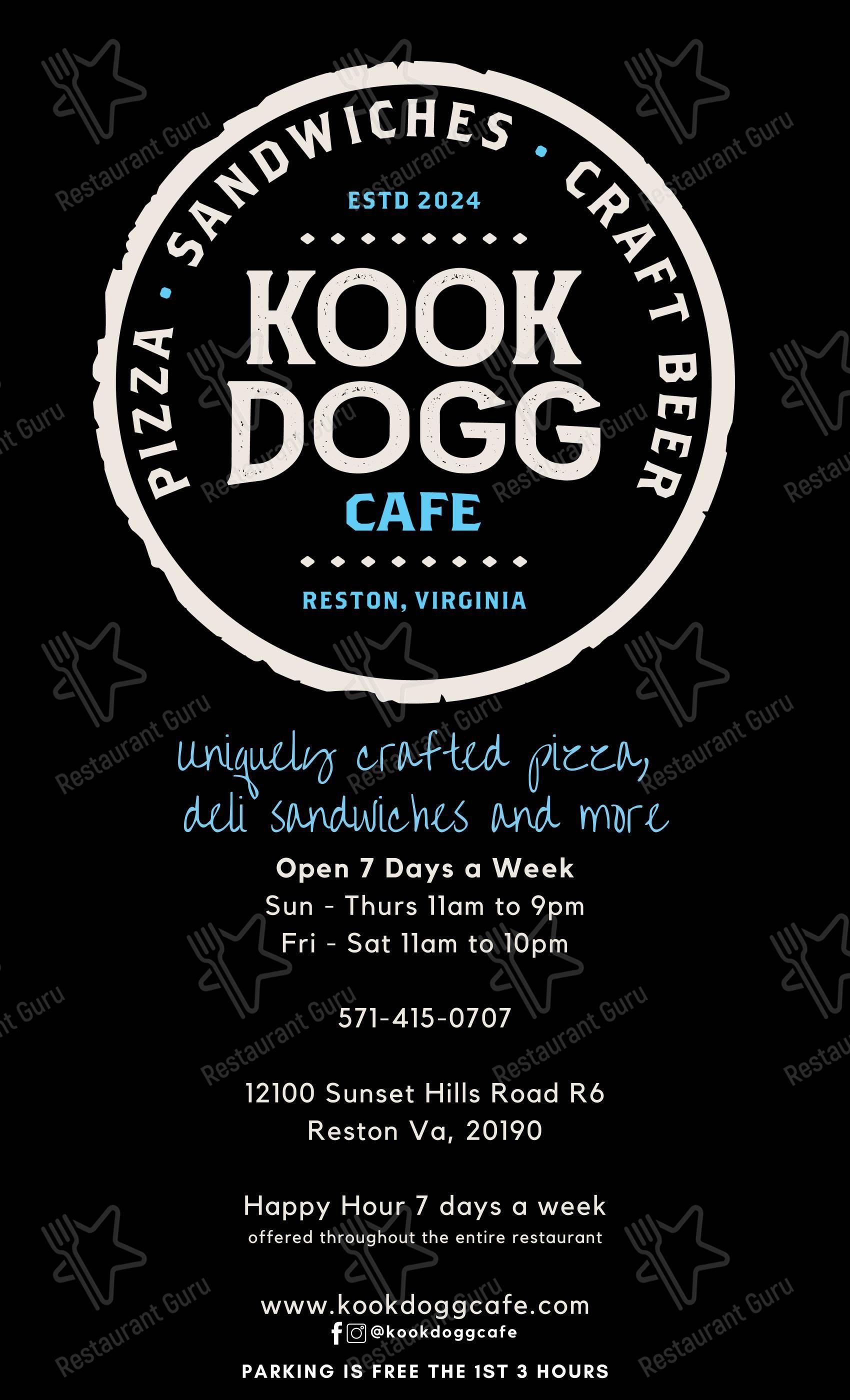 Kook Dogg Cafe в Рестоне - Меню