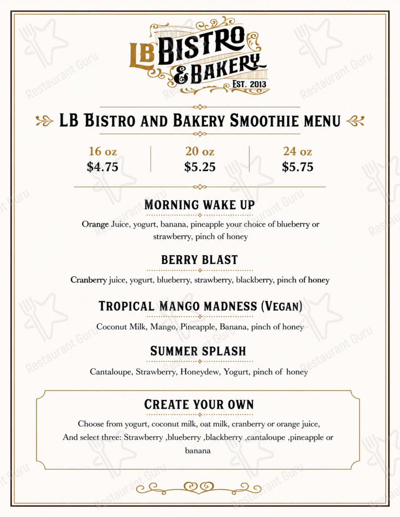 Коктейльная карта паба и бара LB Bistro & Bakery