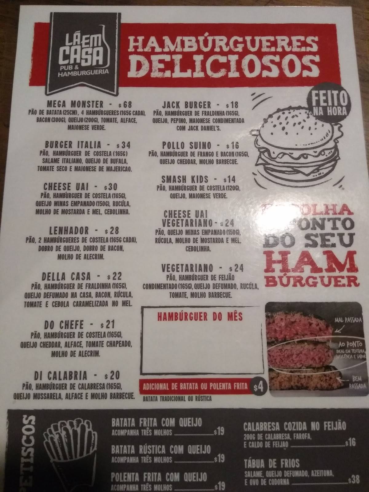 Lá Em Casa Hamburgueria меню