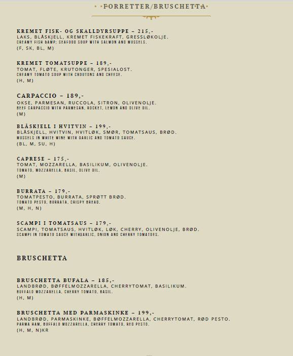 La Perla Restaurant меню