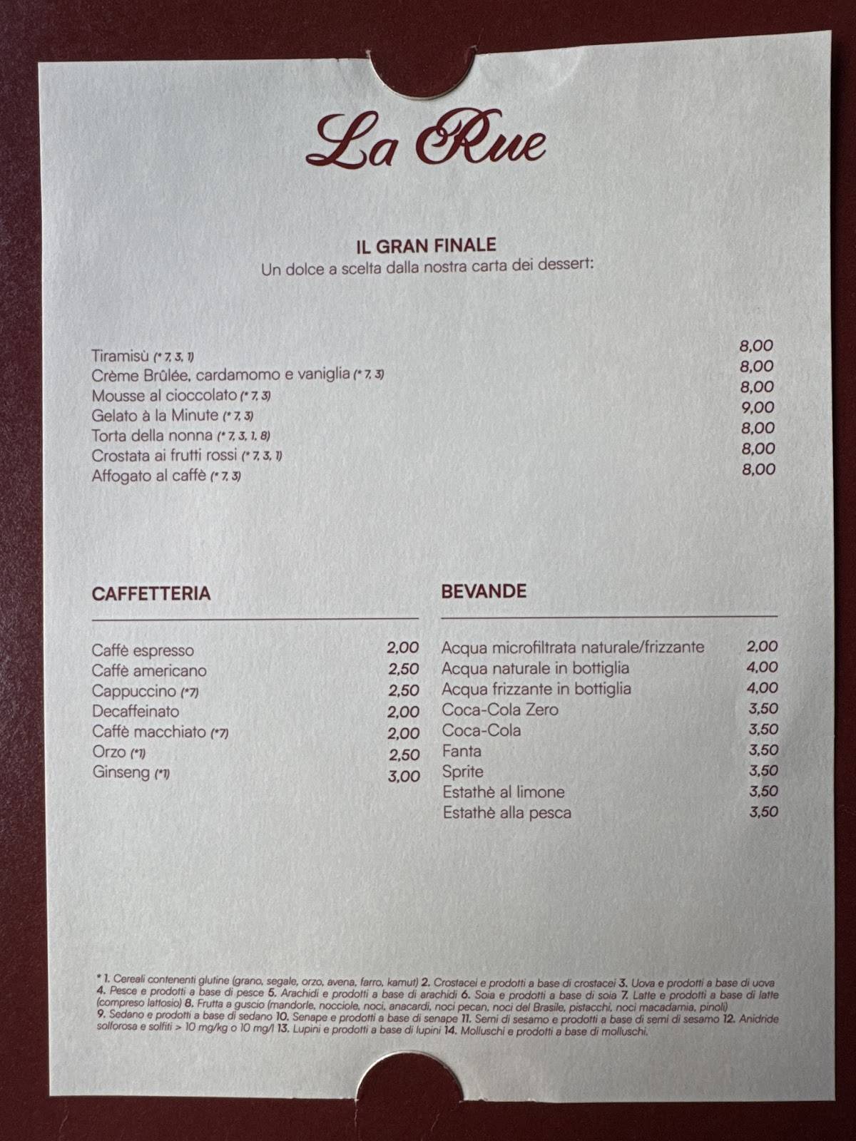 La Rue меню