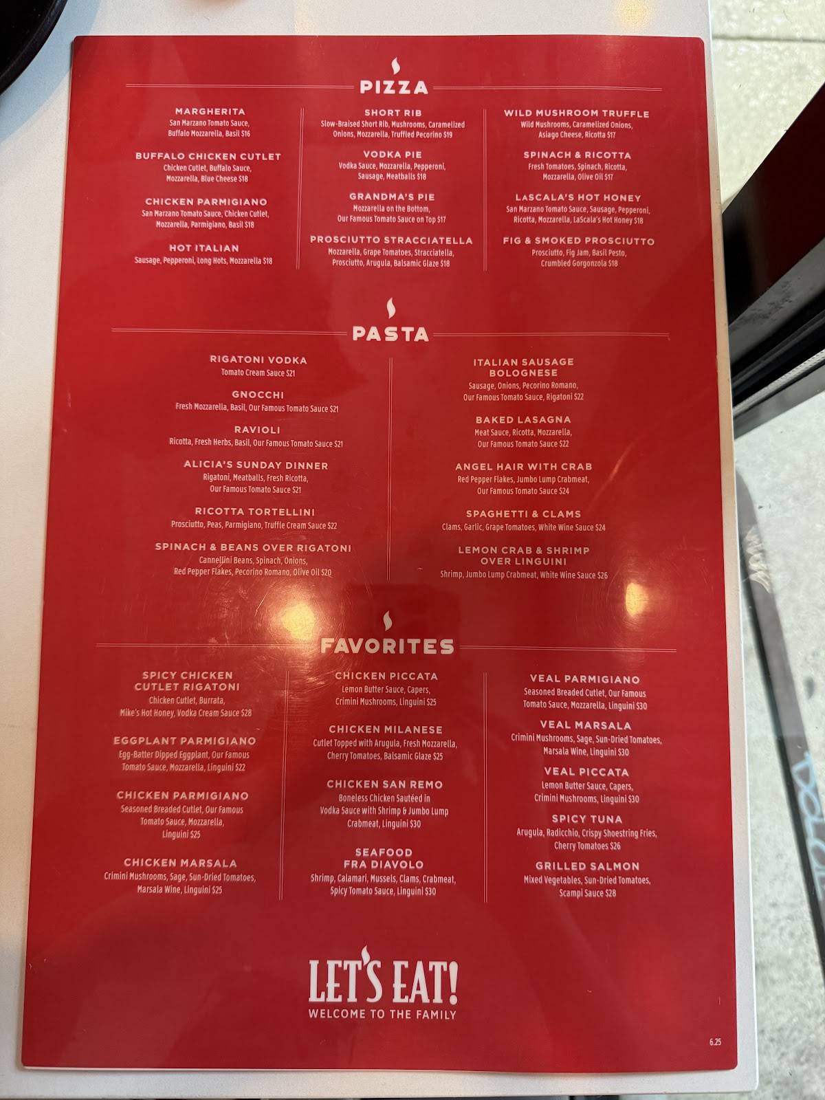 LaScala's FIRE - Center City меню