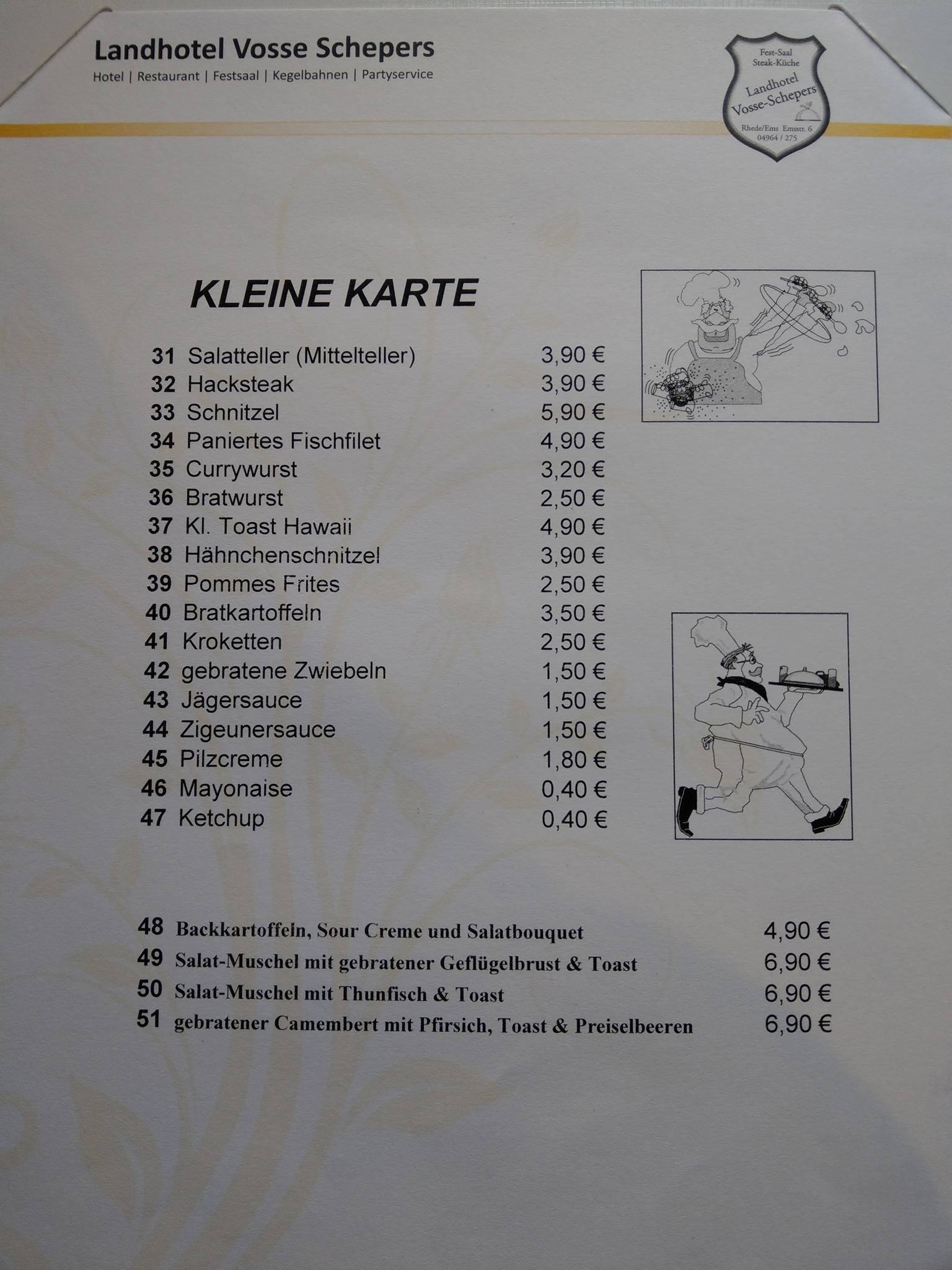 Landhotel Vosse-Schepers меню