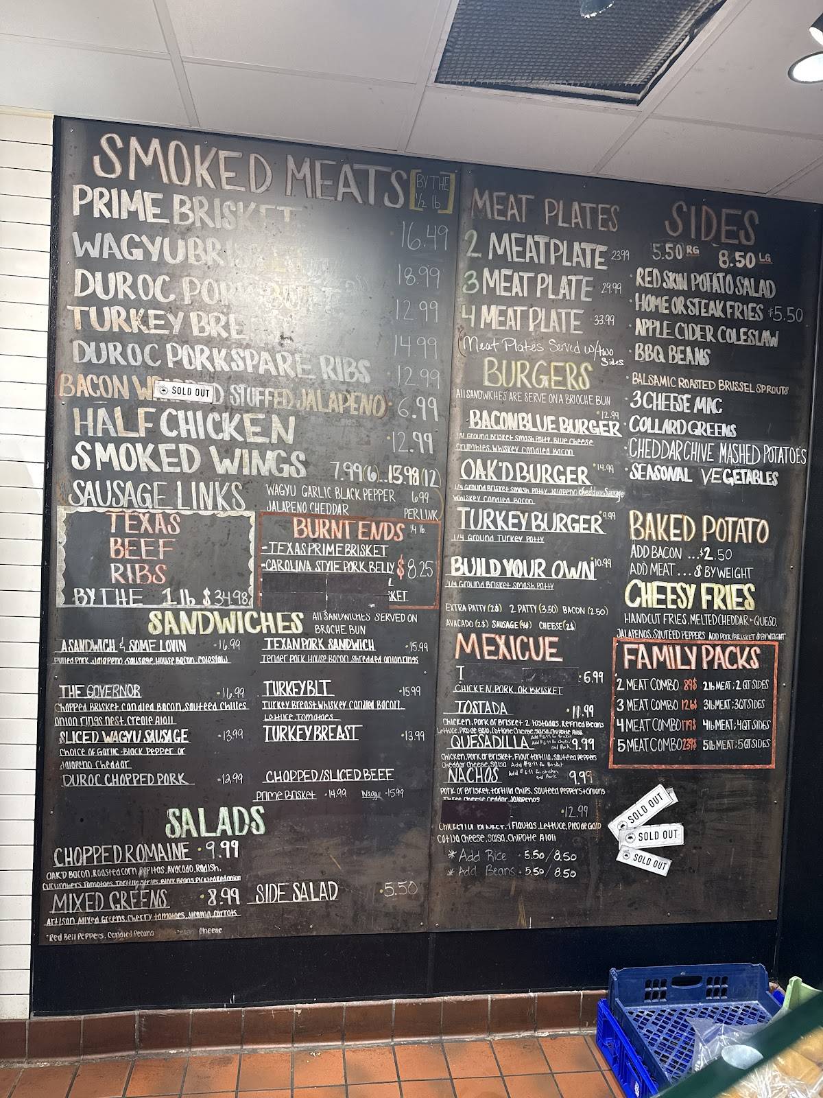 Lane's OAK'D BBQ меню