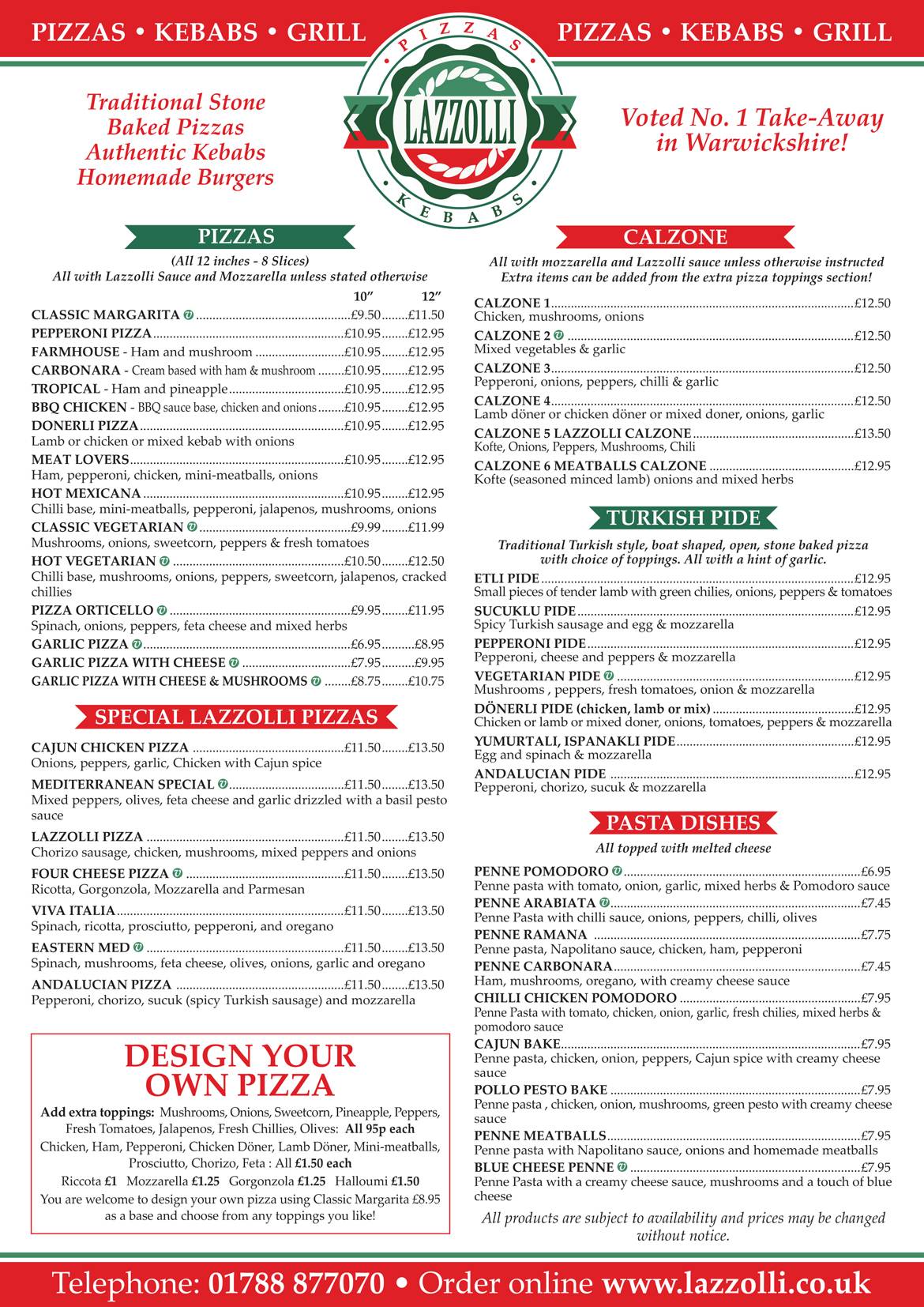 Lazzolli Pizzas and Kebabs меню