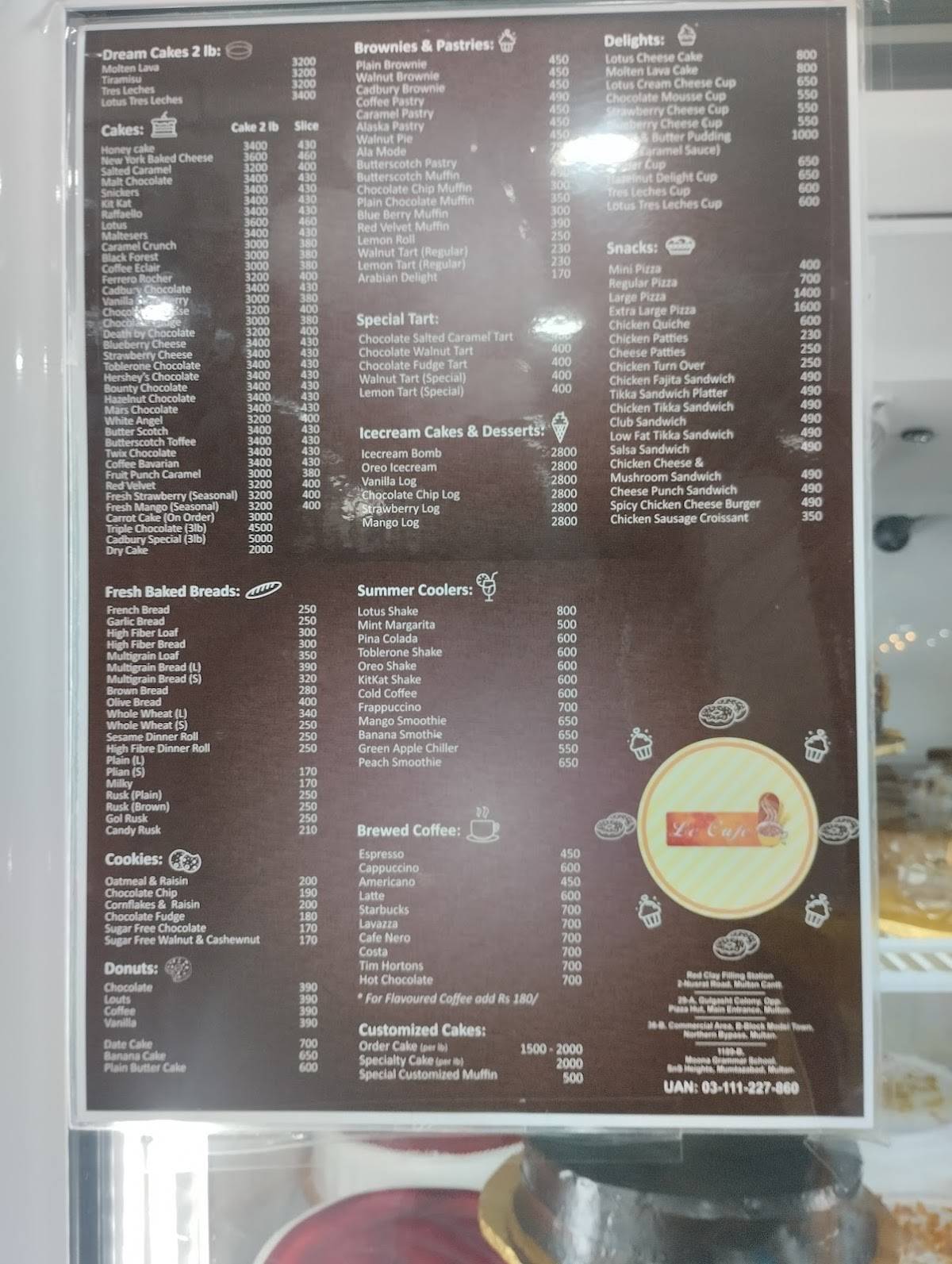 Le Cafe меню