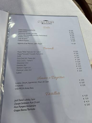 Locanda Calieri меню