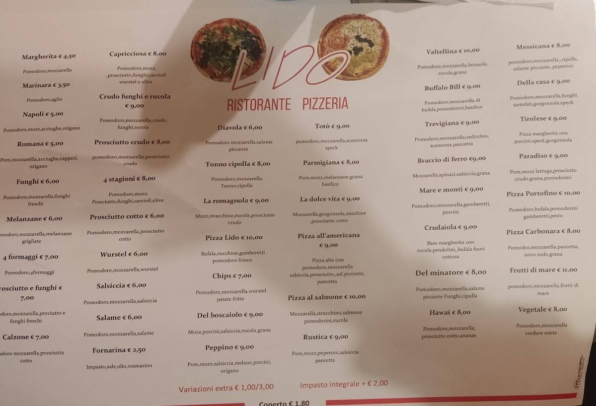 Ristorante Lido меню