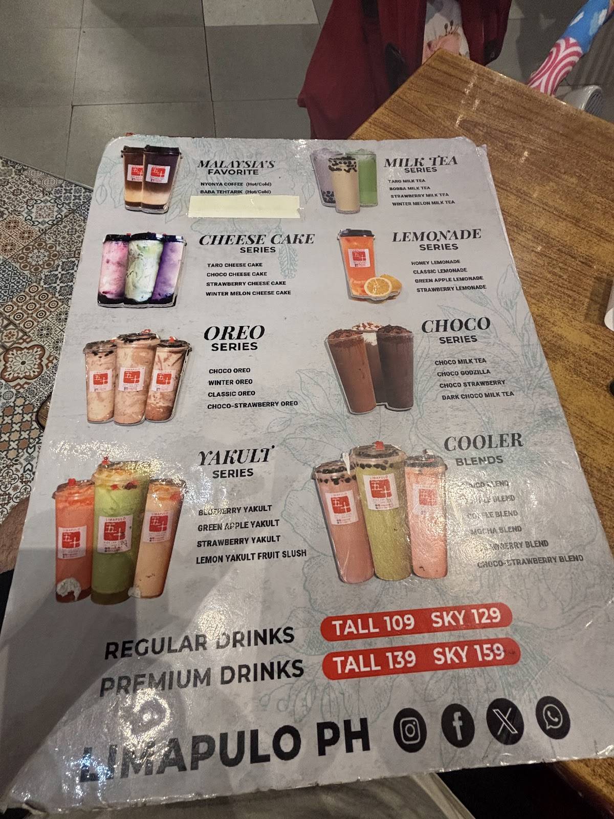 Limapulo Mall of Asia меню