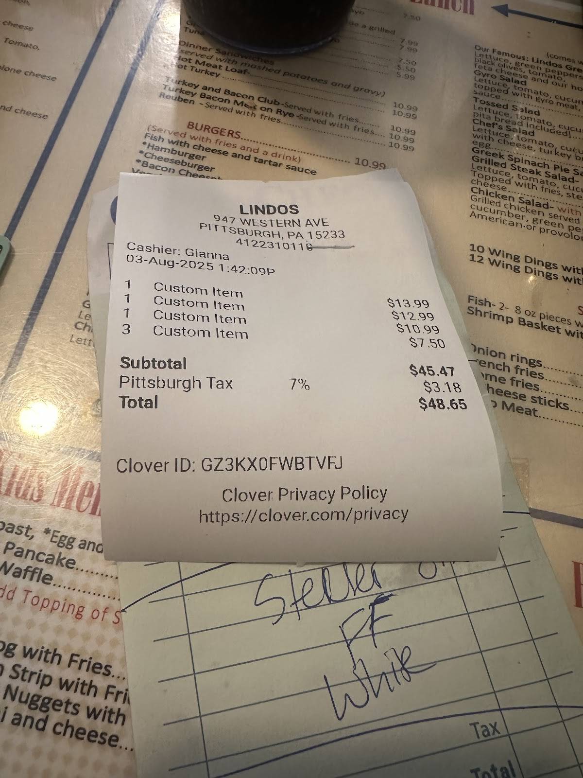 Lindos Restaurant меню