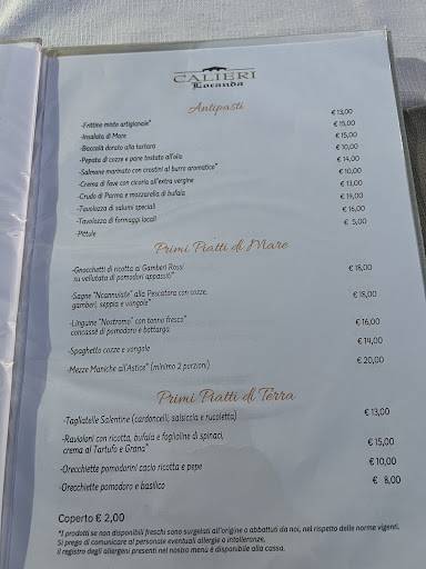 Locanda Calieri меню
