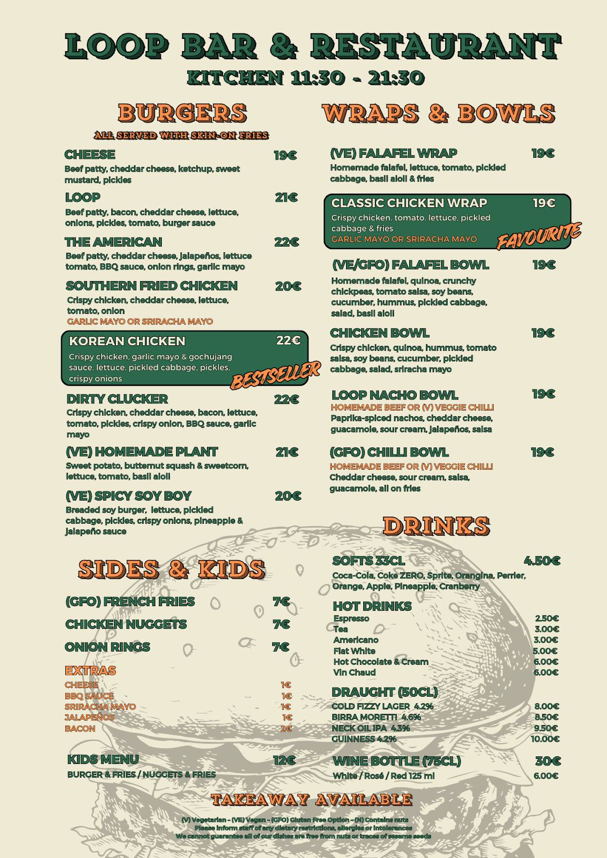 Loop Bar & Restaurant меню