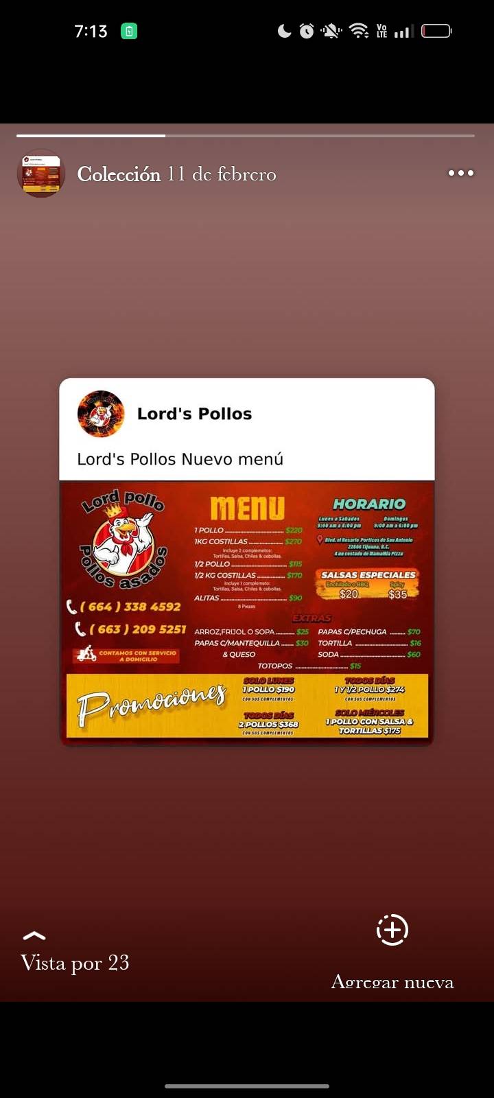 Lord Pollo меню