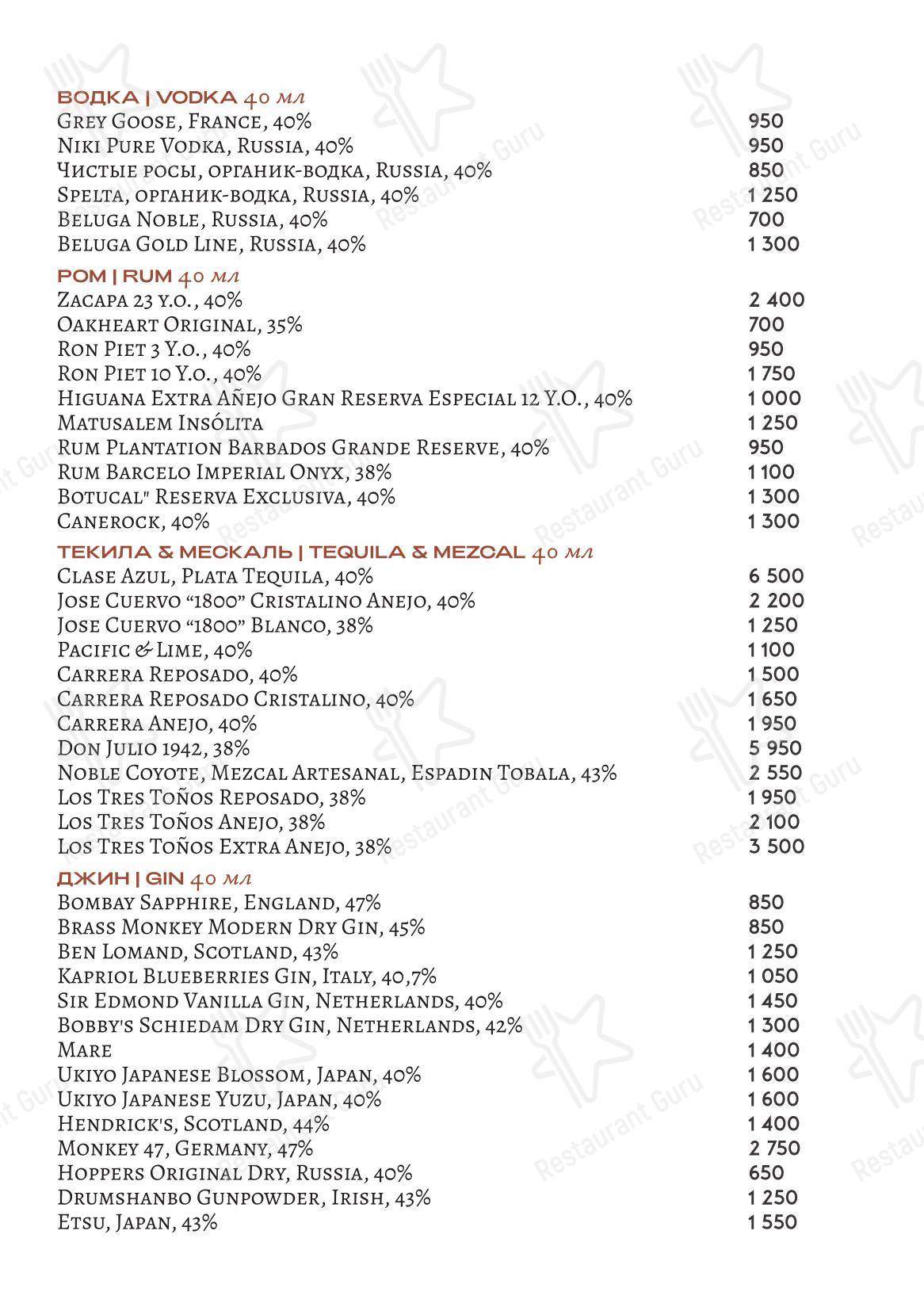 Loro в Москве - Takeaway Menu