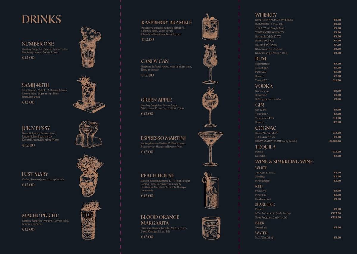 Lust Bar Riga меню