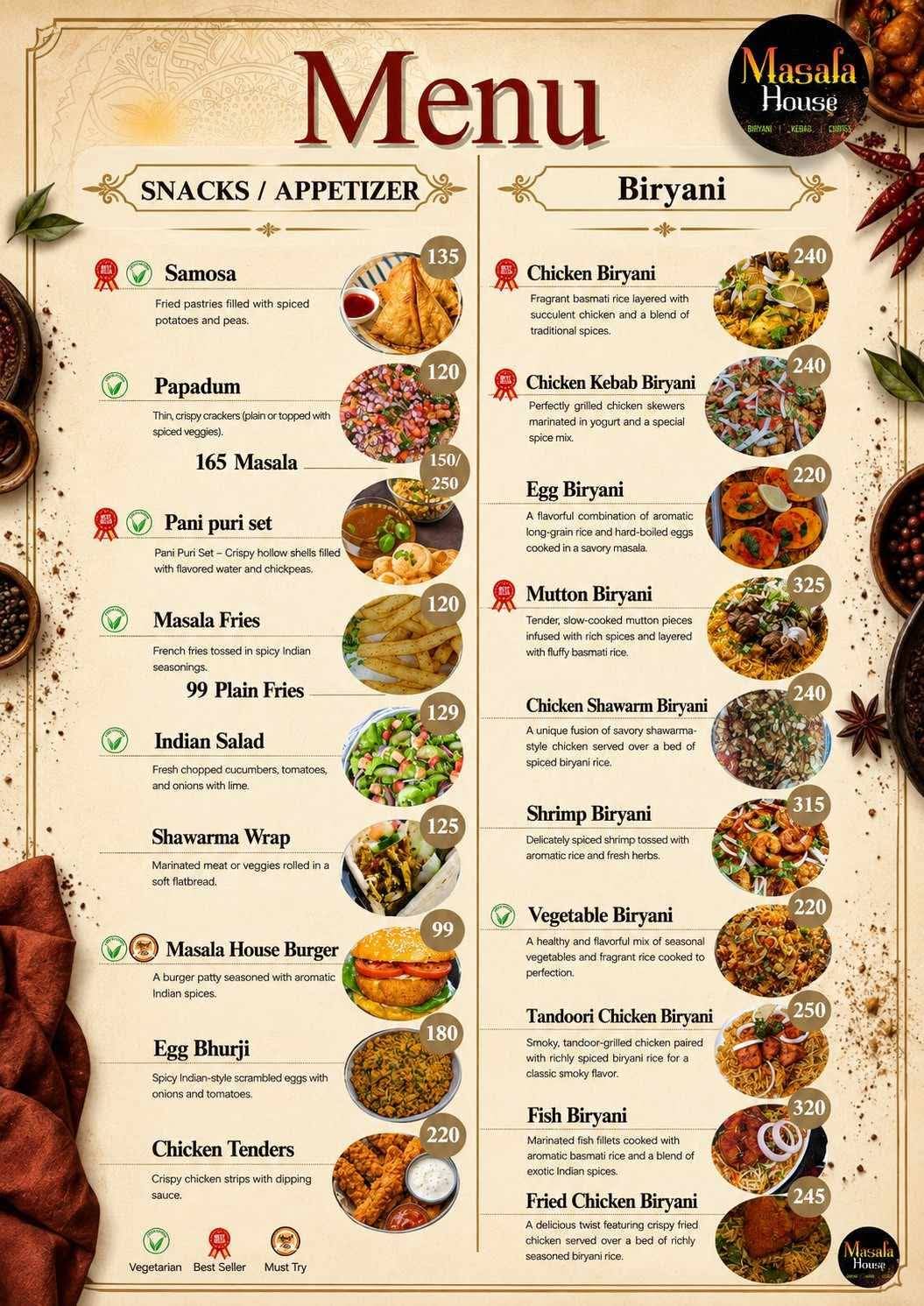 MASALA HOUSE меню