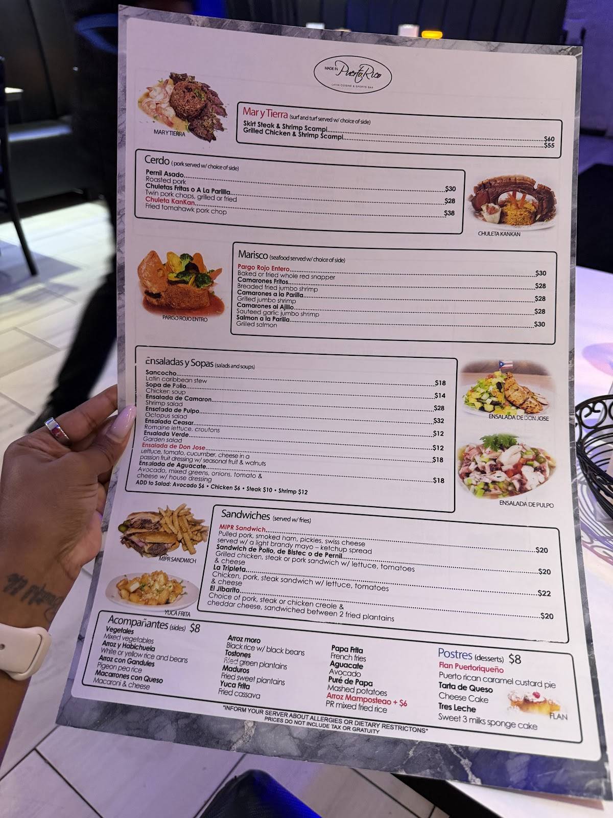 Made in Puerto Rico Latin Cuisine меню