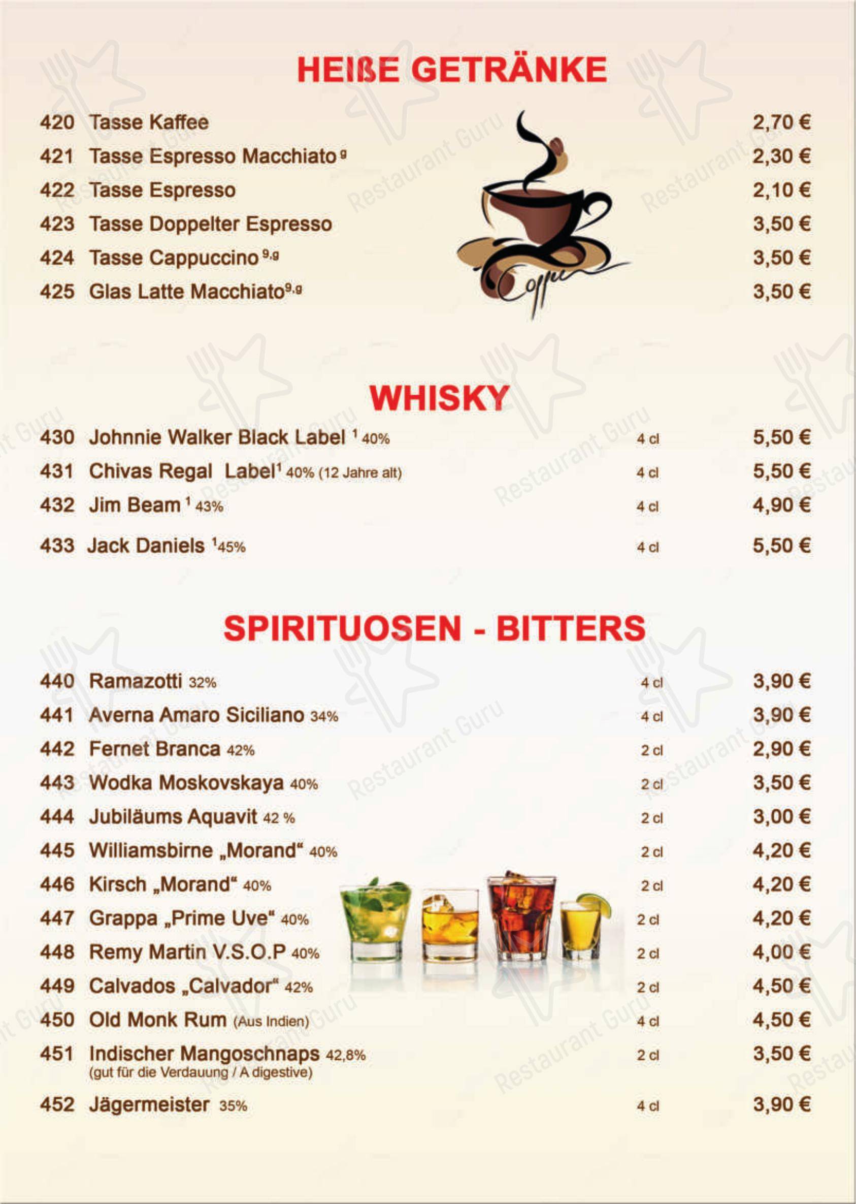 Меню ресторана Maharaja Roding indisches Restaurant в Родинге