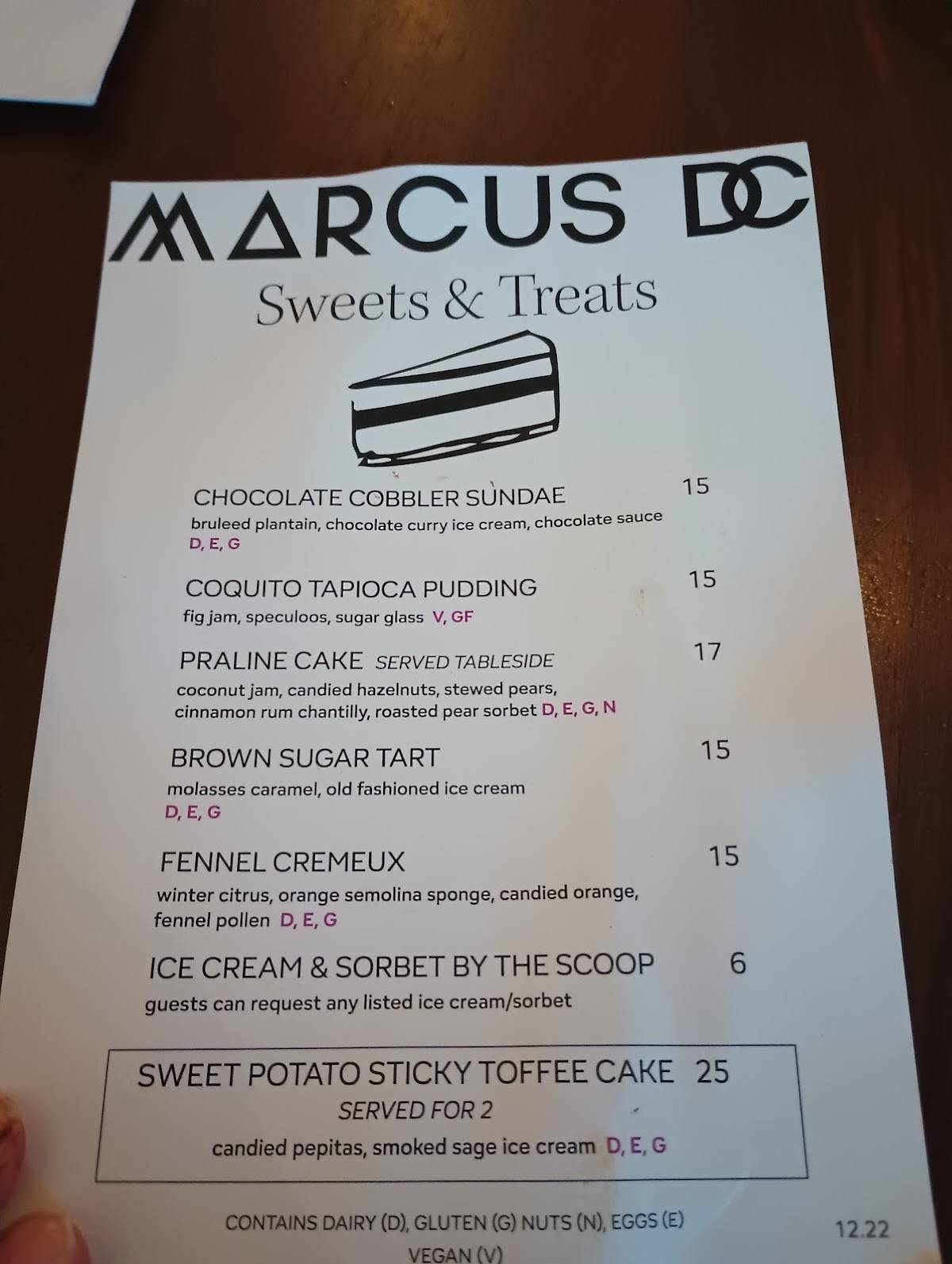 Marcus DC меню