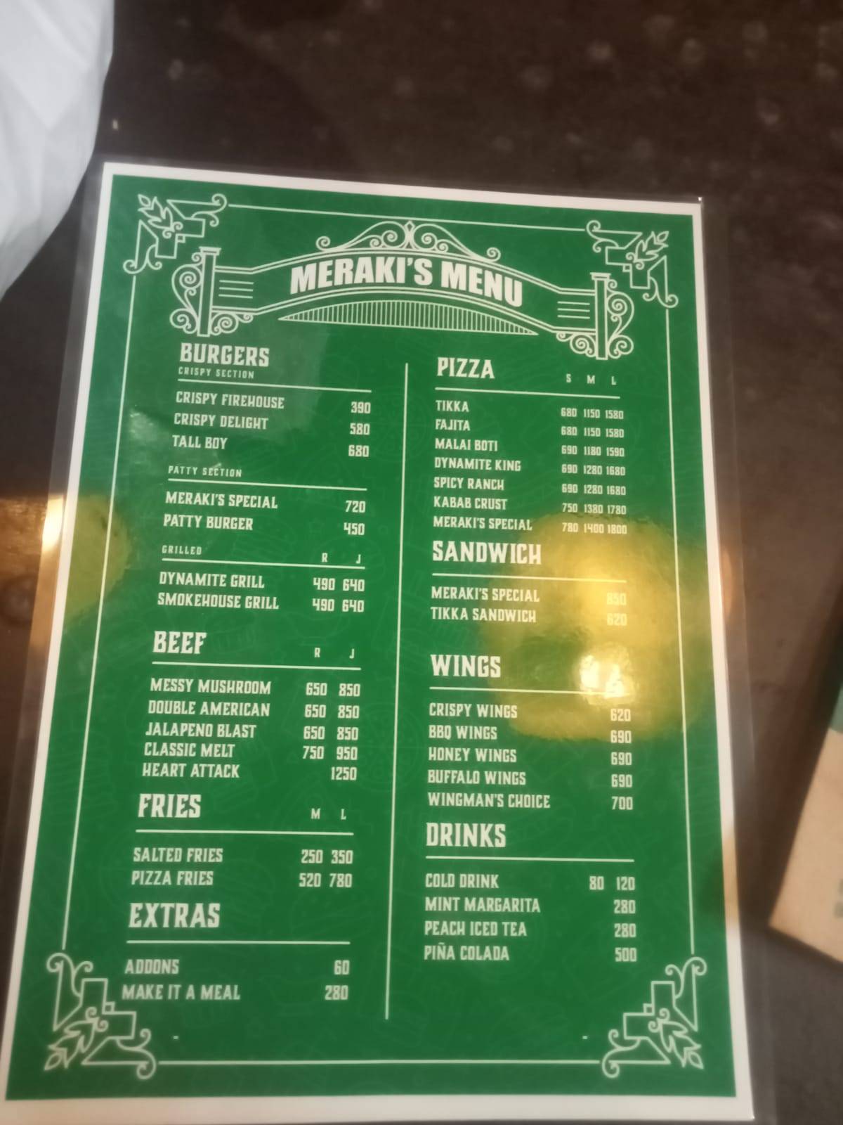 Meraki меню