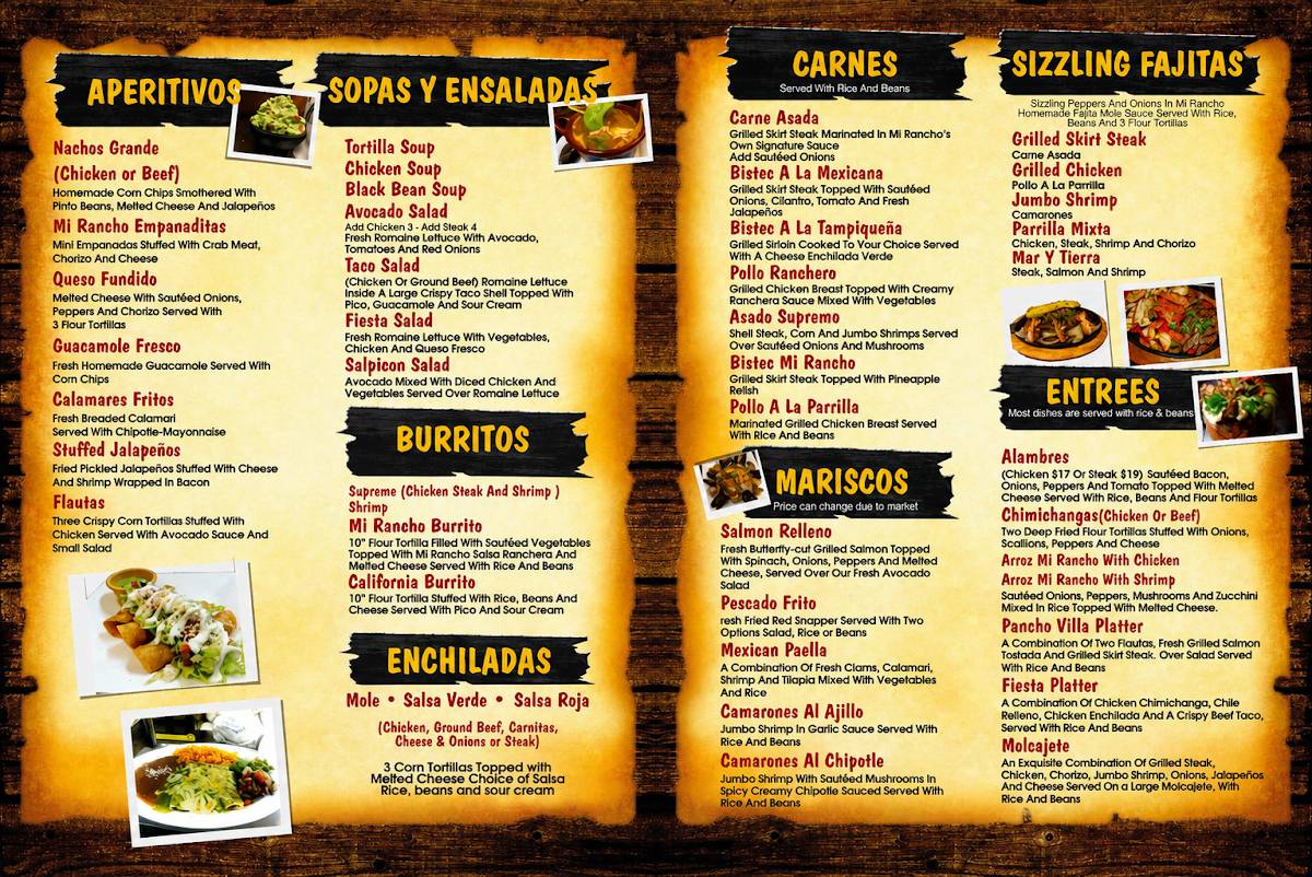 Mi Rancho Mexican Restaurant - Hackensack меню