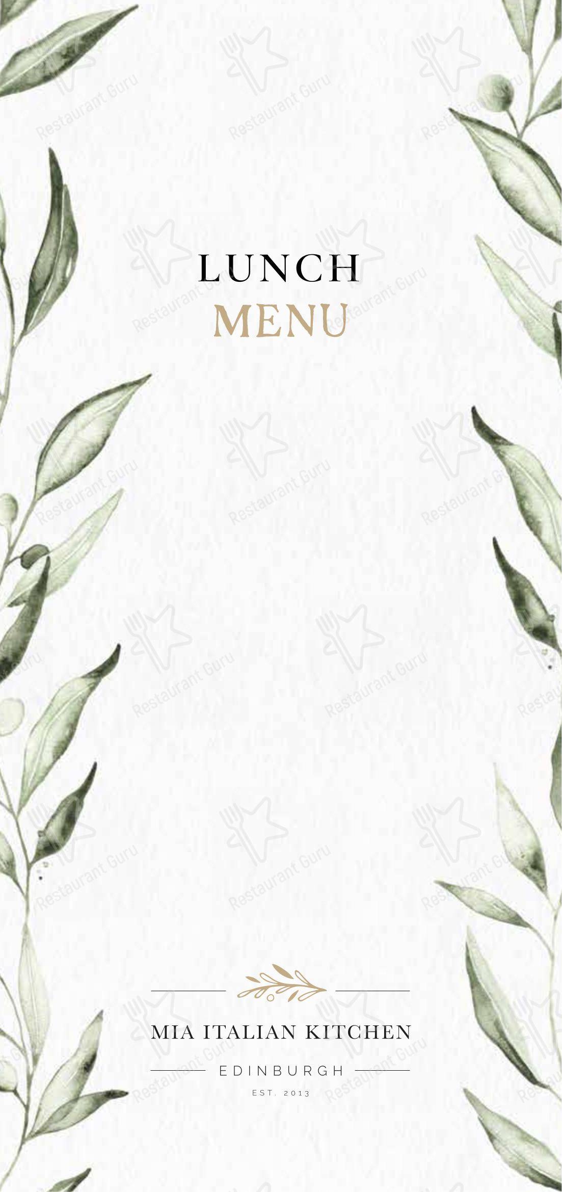 Меню ресторана Mia Italian Kitchen Dalry - Меню напитков