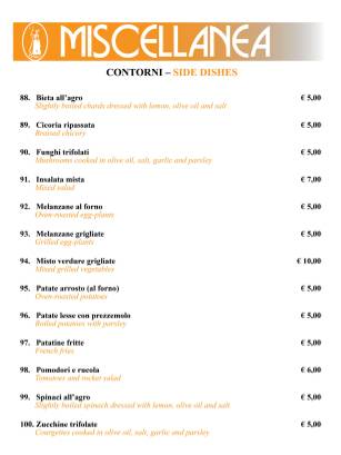 Miscellanea Ristorante e Hosteria меню